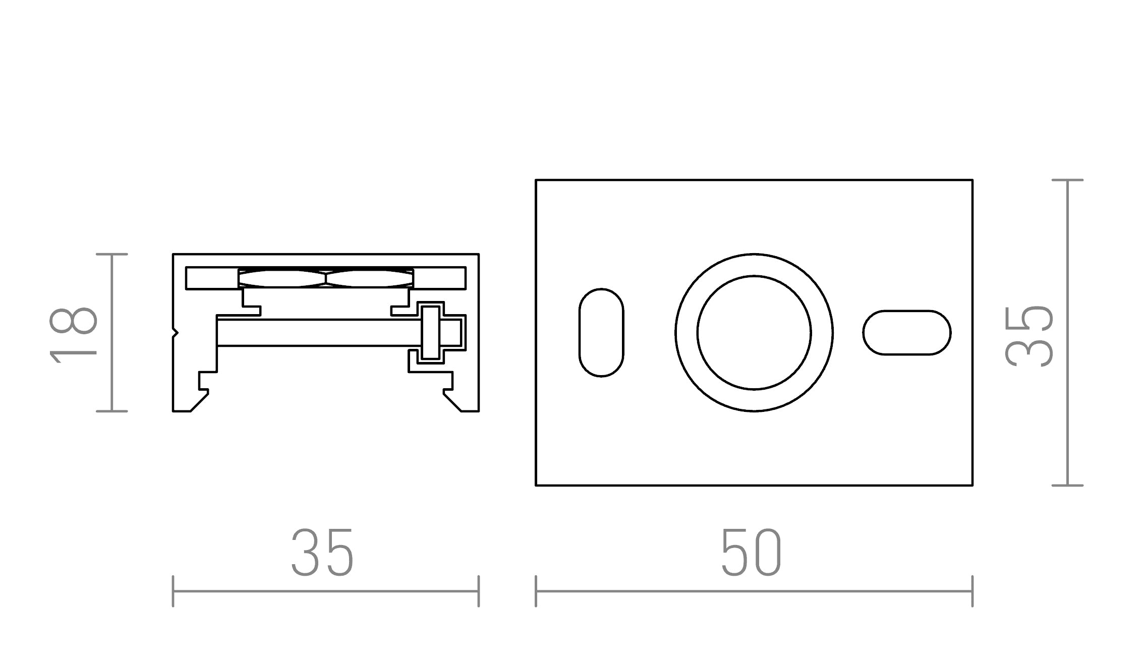 EUTRAC Hängeadapter für 3-Phasen-Stromschiene - Product sketch