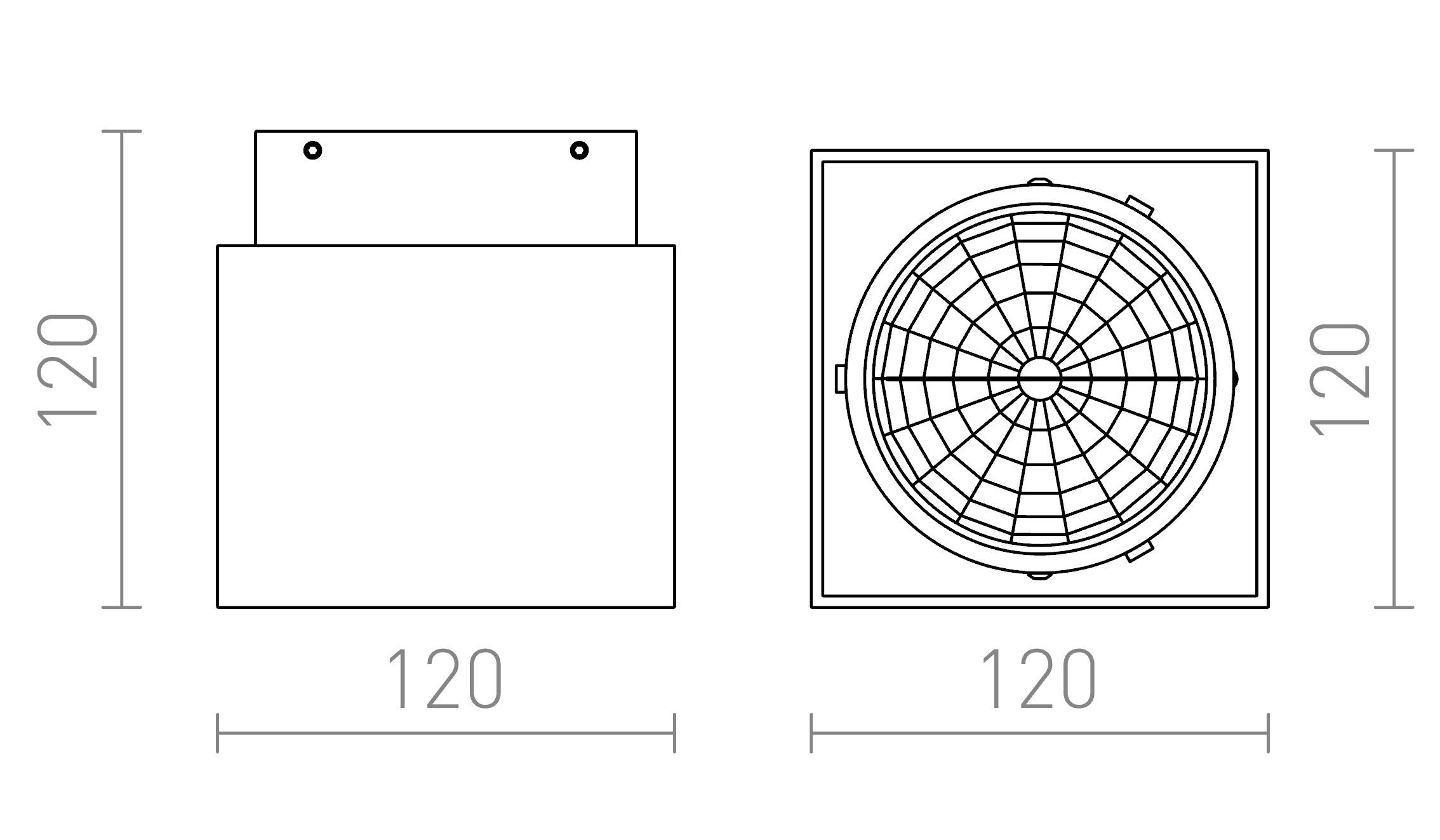 EX 111 Quadratische Deckenleuchte lampe - Product sketch