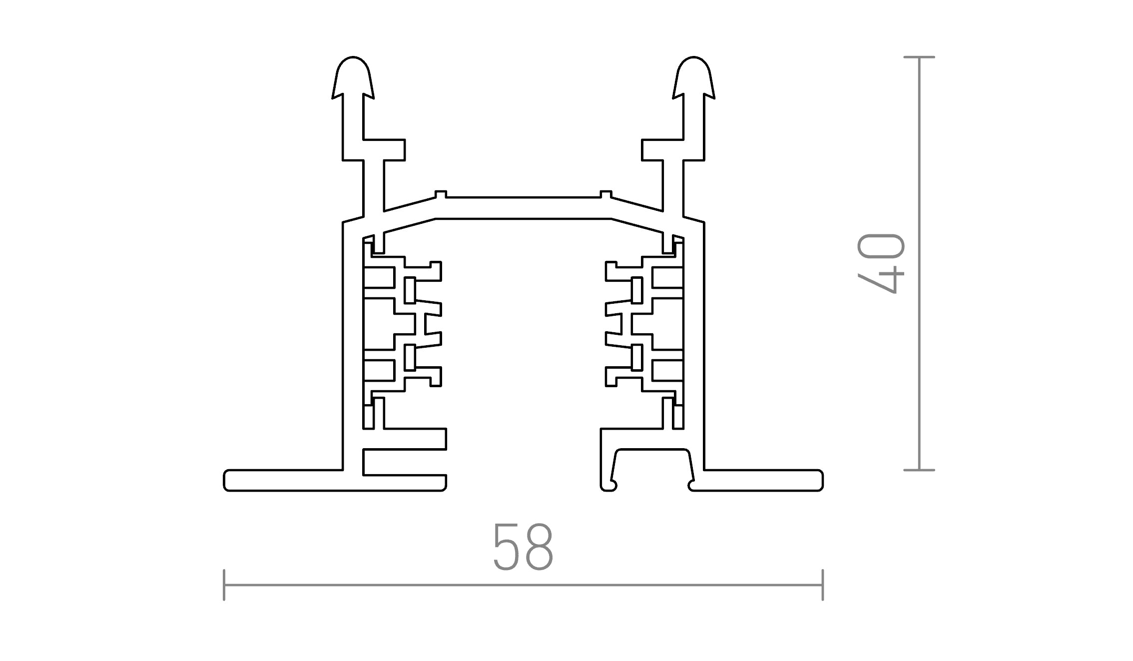EUTRAC 2m 3-vaihekisko upotettu lamppu - Product sketch