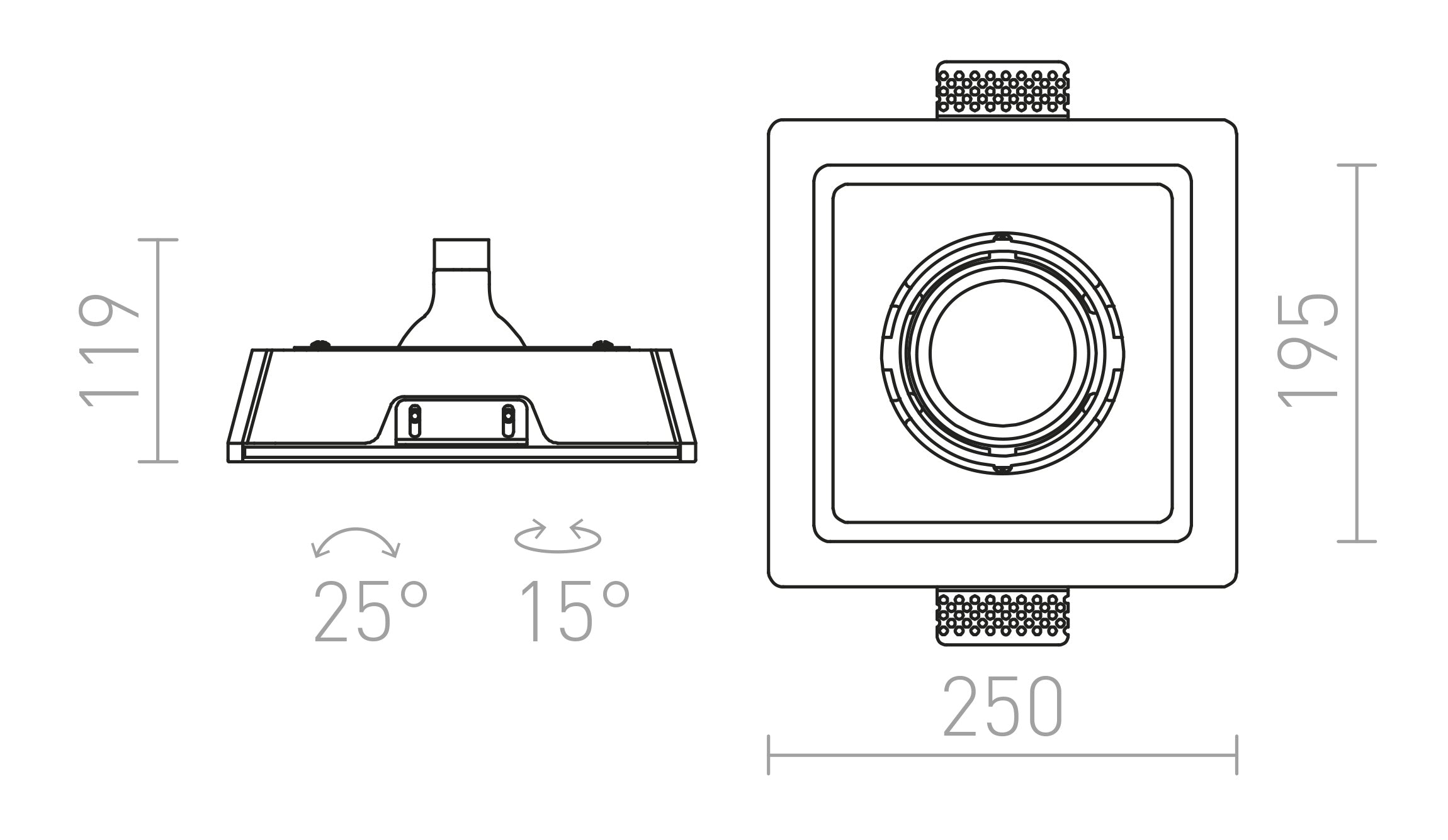 DINO SQ G53 kippbar lampe - Product sketch