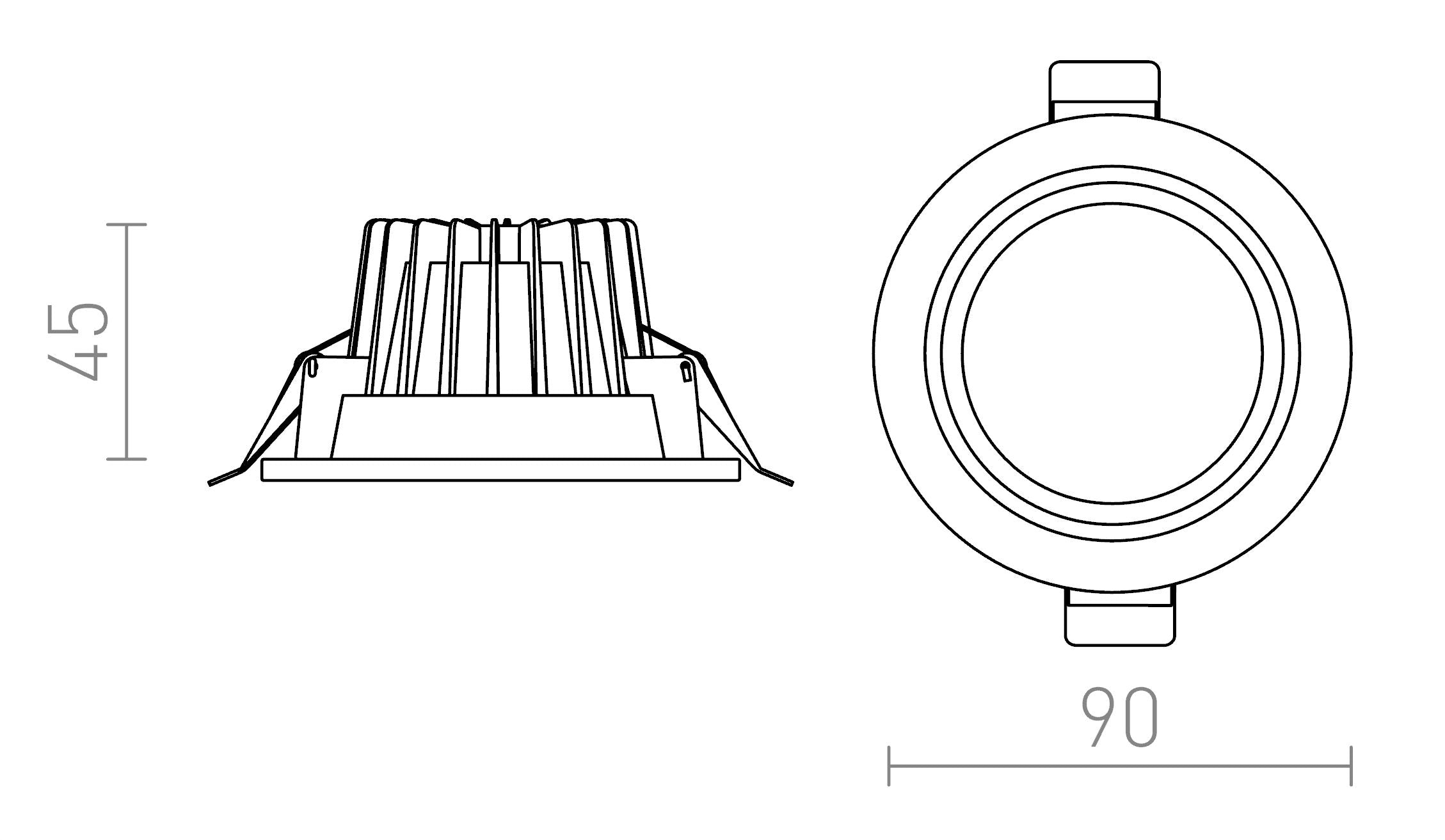 OXA 9 ugradna lampa - Product sketch
