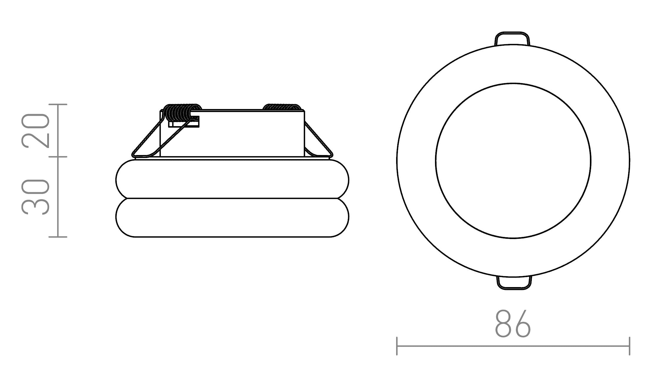 OSONA S kruhová zápustná lampa - Product sketch