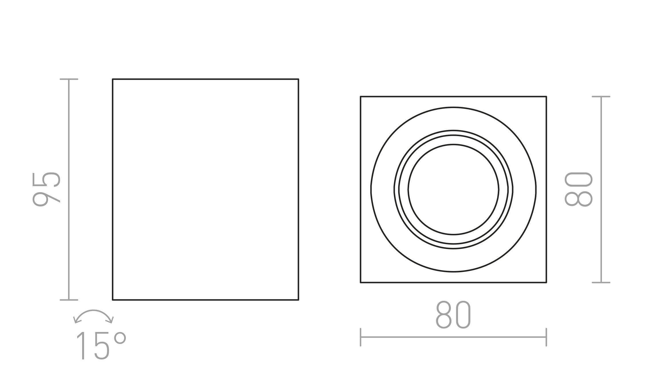 MAYO SQ ceiling directional lamp - Product sketch