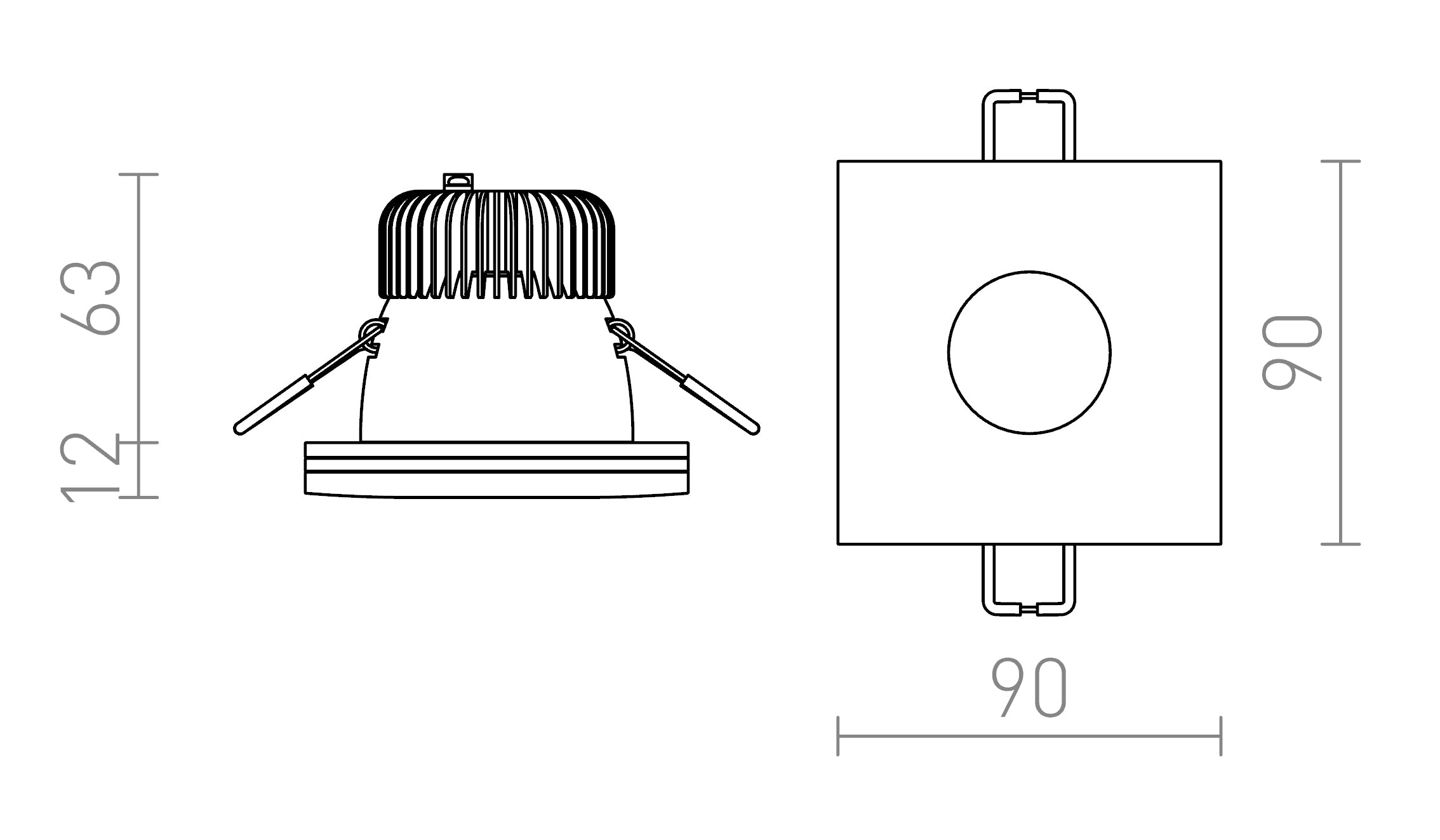 KAY SQ upotettu lamppu - Product sketch