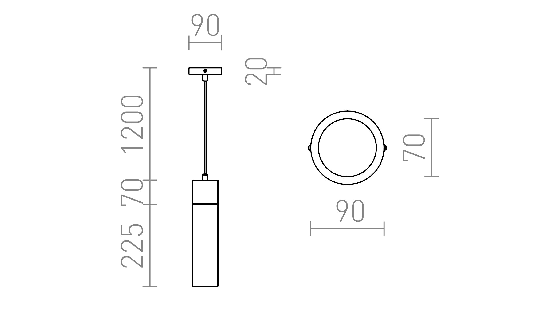 EIGHT riippuvalaisin lamppu - Product sketch