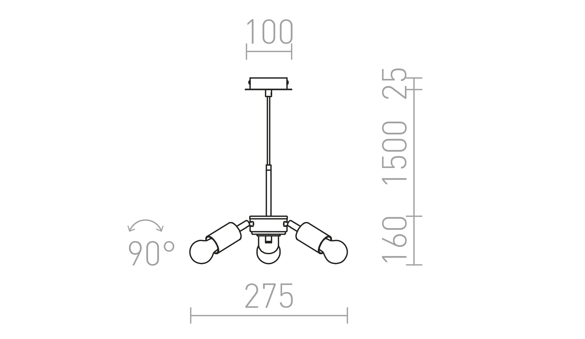 TRIX ophangset lamp - Product sketch