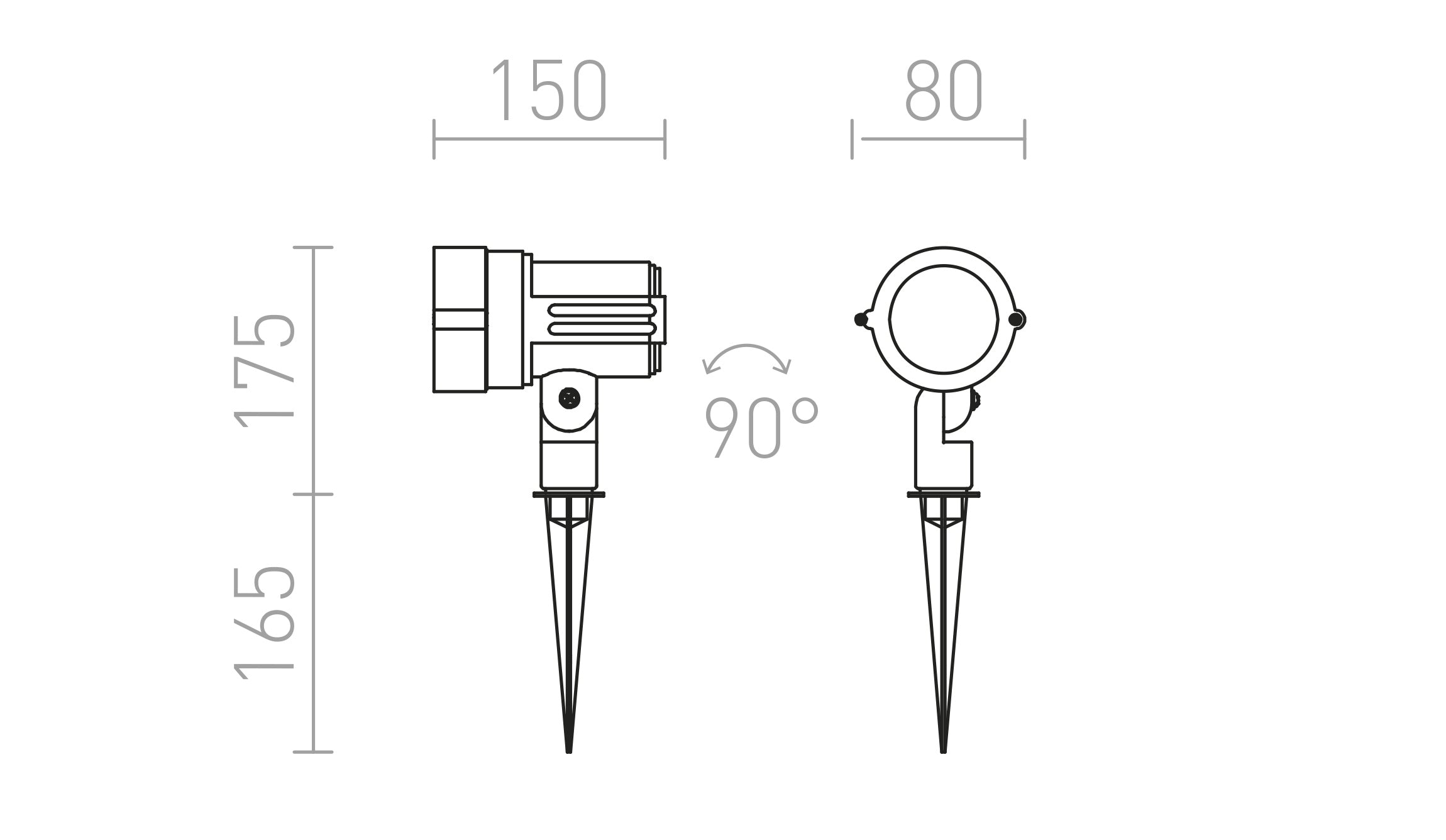 GARY LED op grondpen lamp - Product sketch
