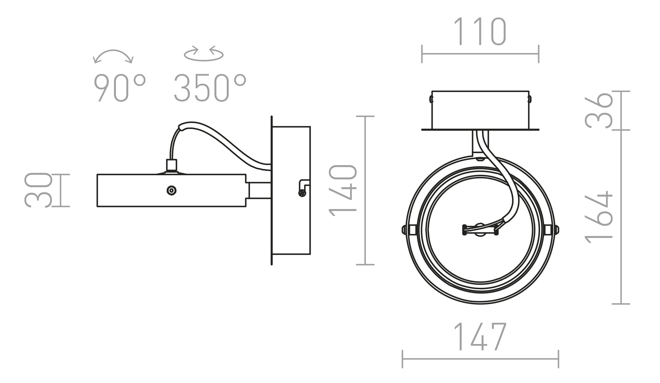 CASSIE stenska lampa - Product sketch