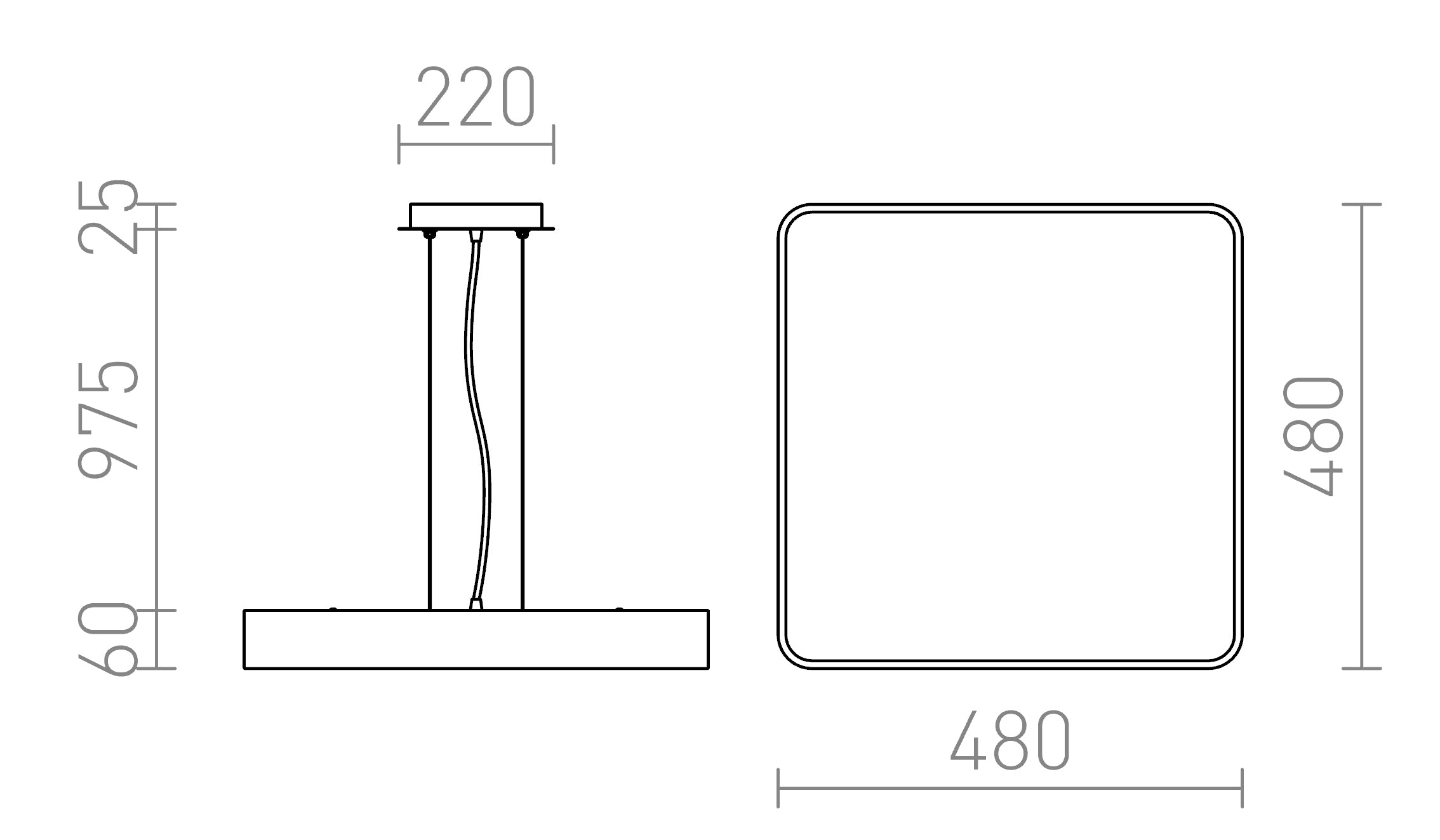 MENSA SQ 48 Pendelleuchte lampe - Product sketch