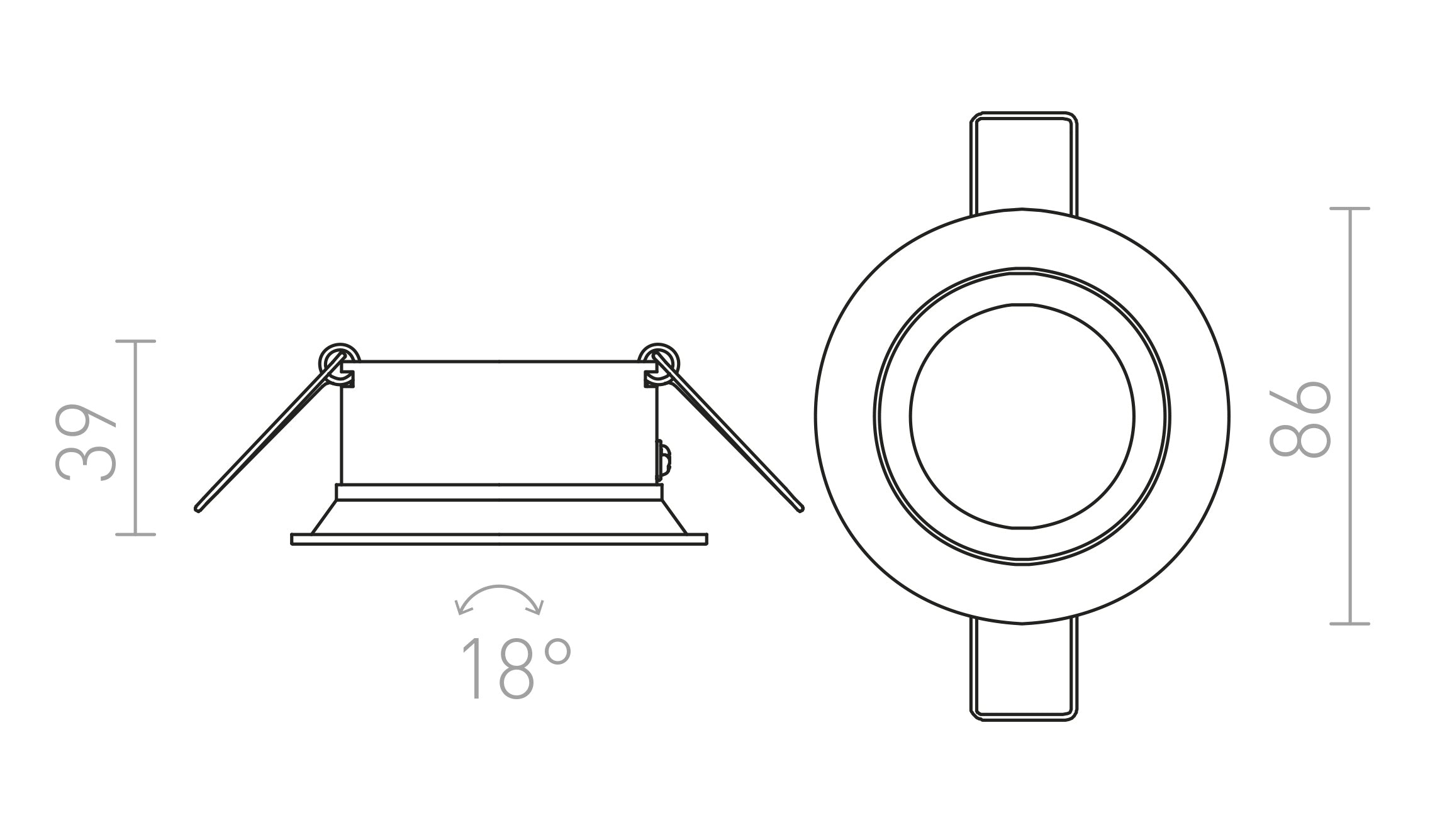 SOBER vgradna lampa - Product sketch