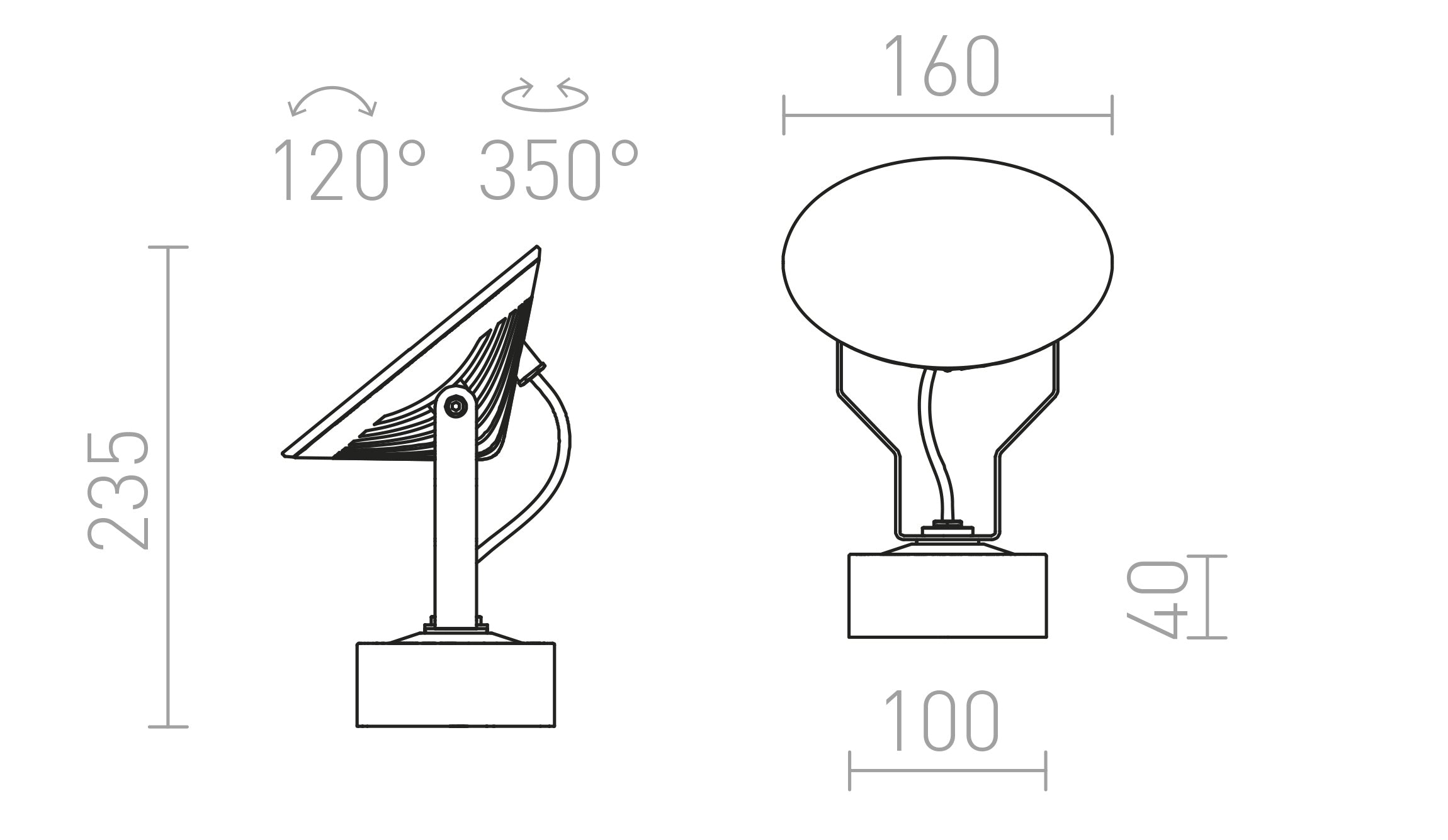 FOX zunanji reflektor - Product sketch