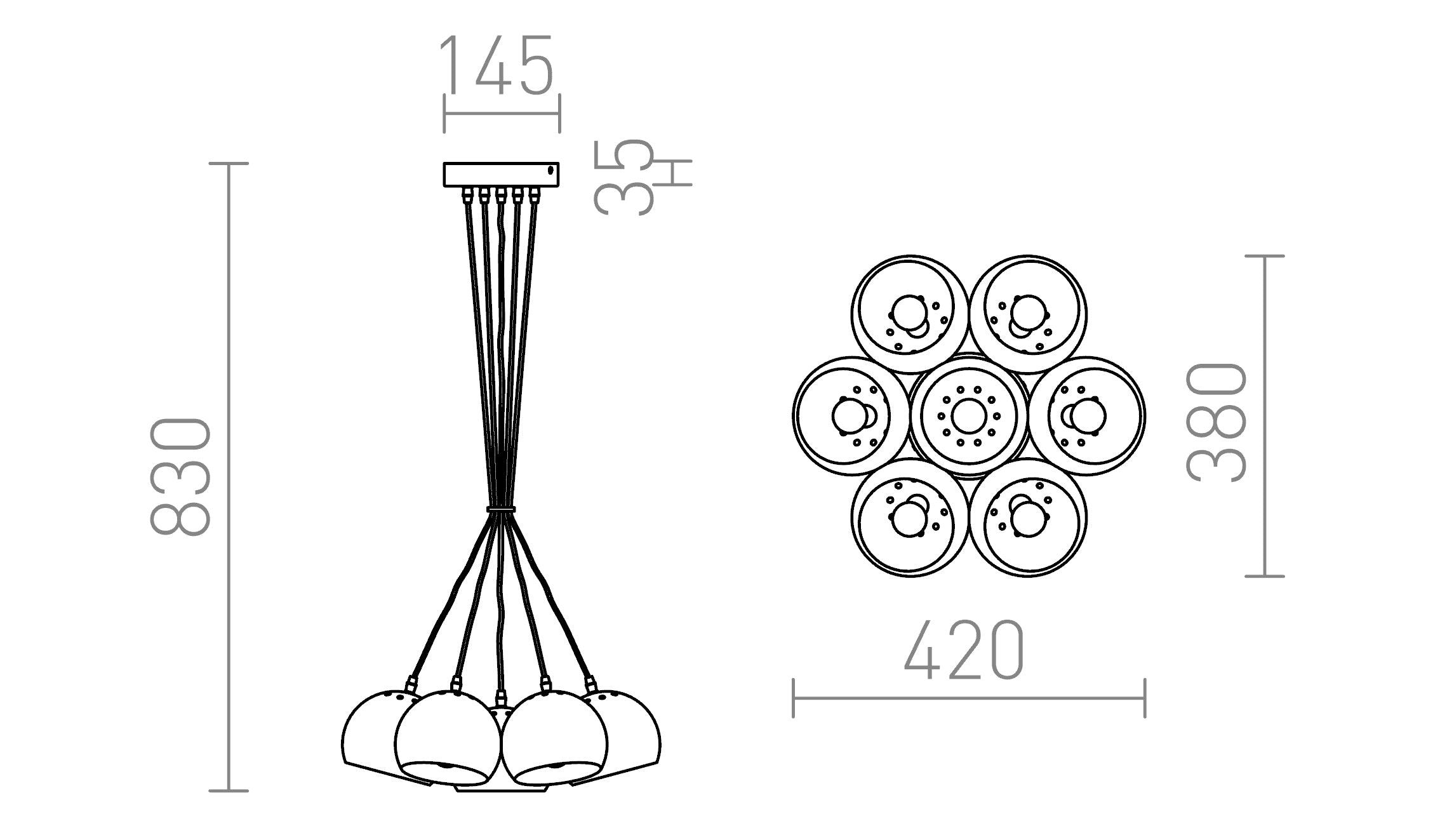 ASTROMET VII Pendelleuchte lampe - Product sketch