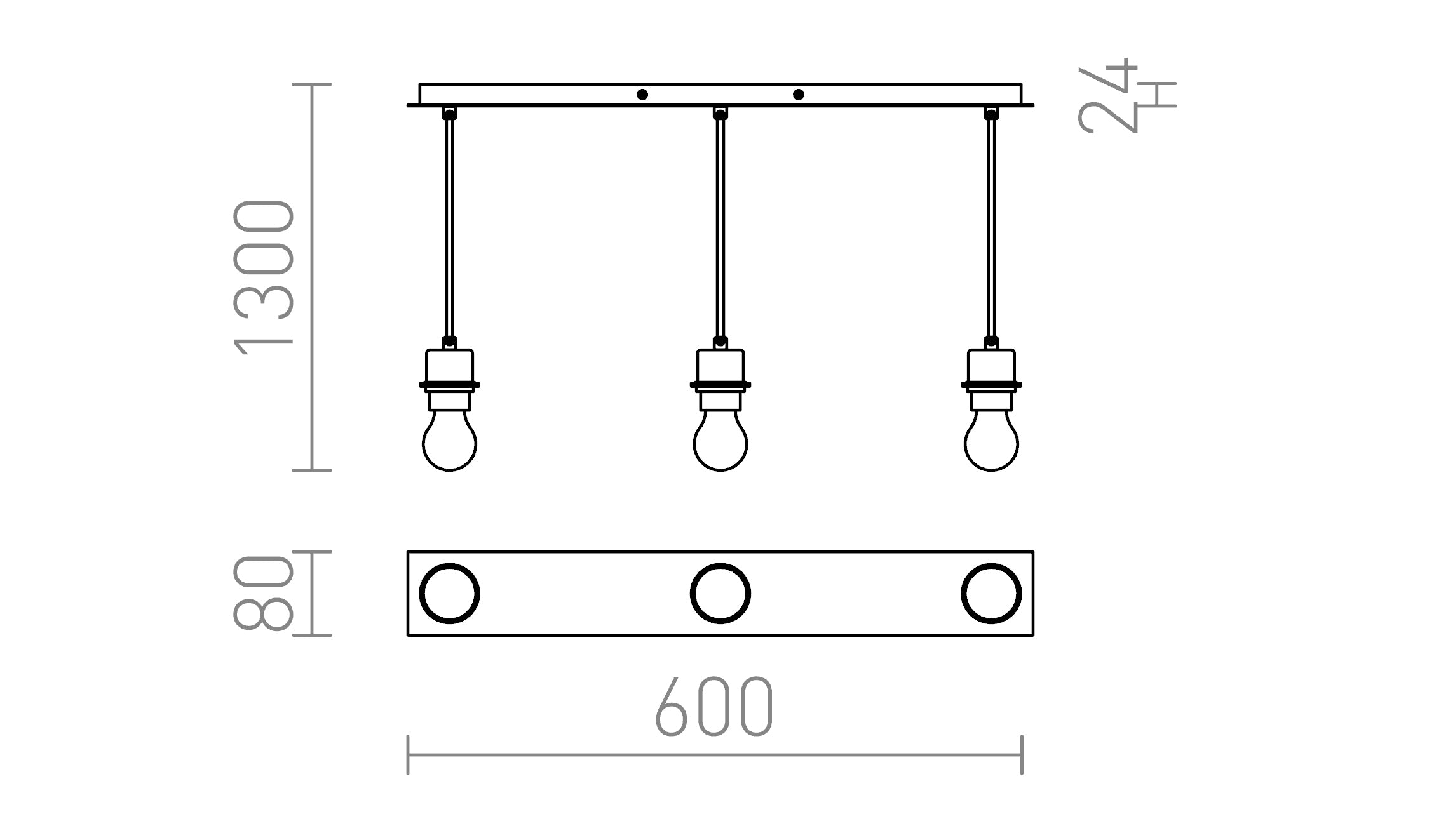 MORE 60 bază pe tavan suspendată lampă - Product sketch