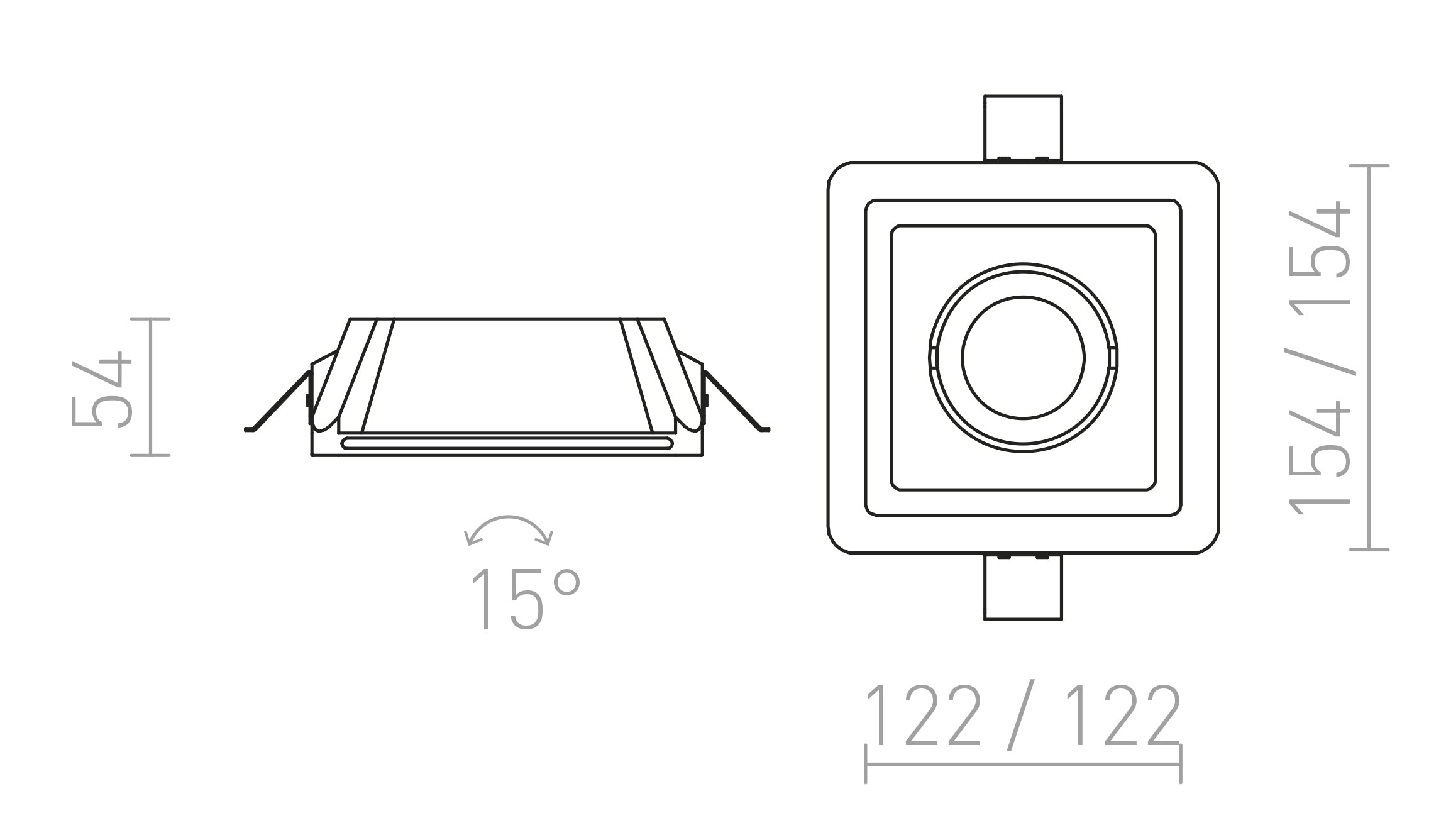 DINO SQ GU10 kippbar lampe - Product sketch