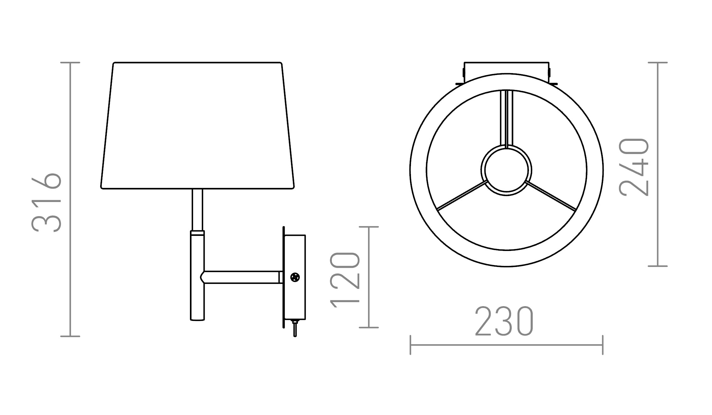 BROADWAY de pared lámpara - Product sketch
