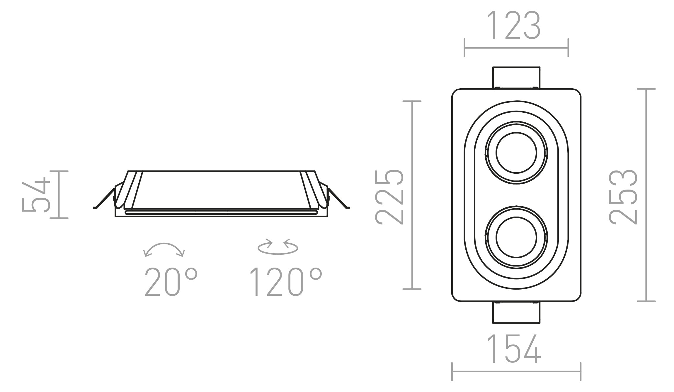 DINGO GU10 II verstelbare lamp lamp - Product sketch