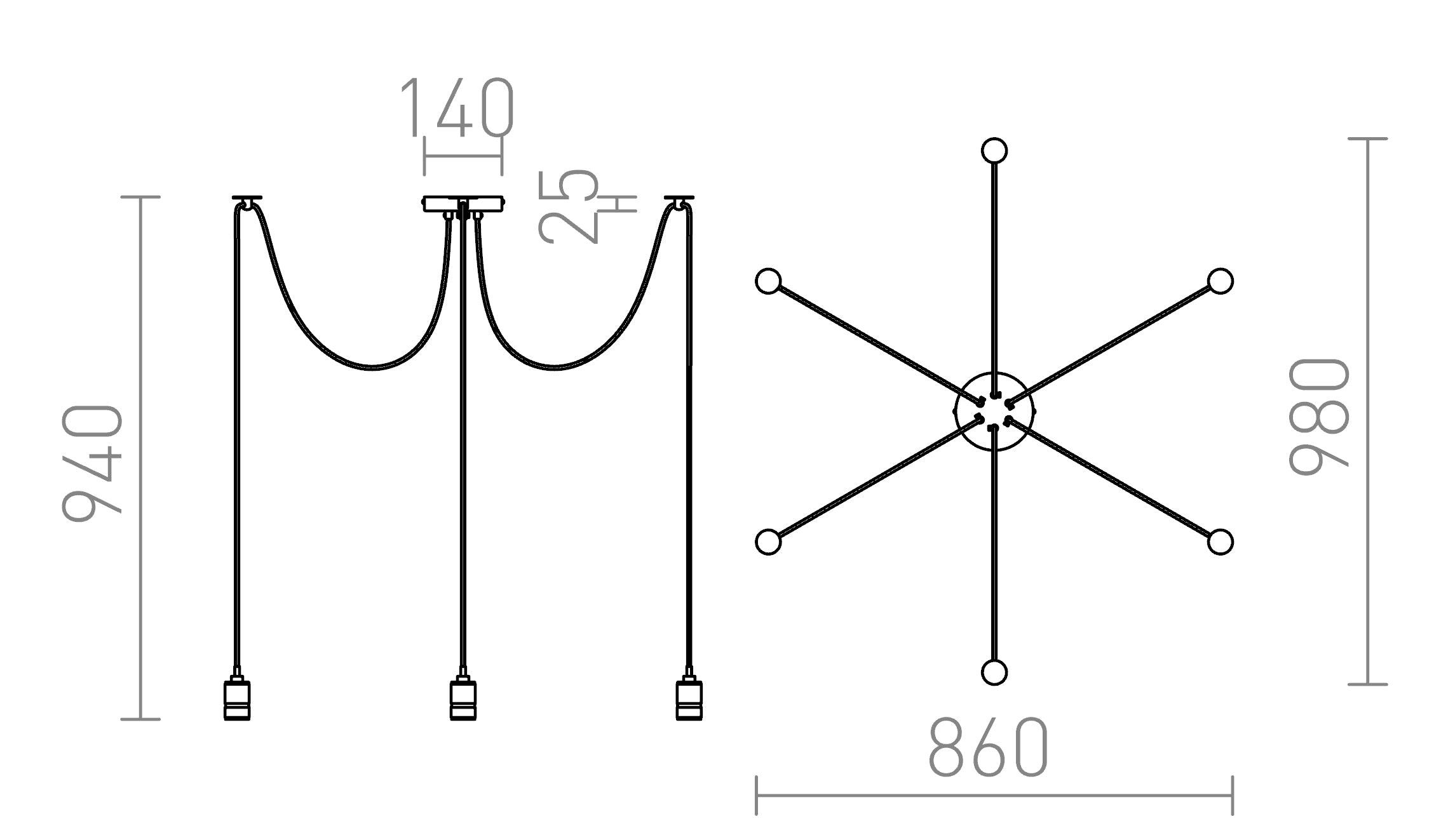 CINDY VI pendel lampa - Product sketch