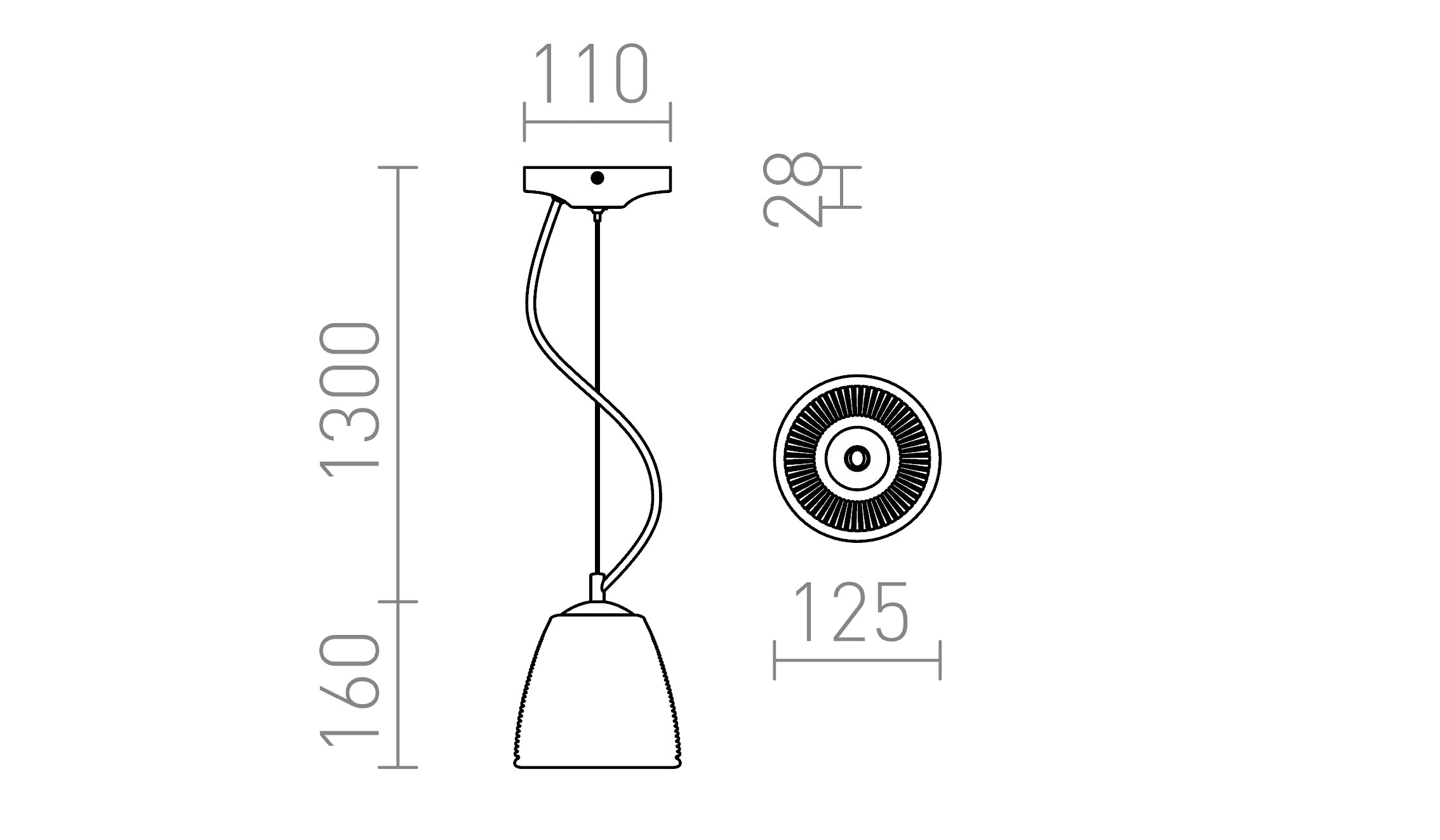 AZRIA viseča lampa - Product sketch