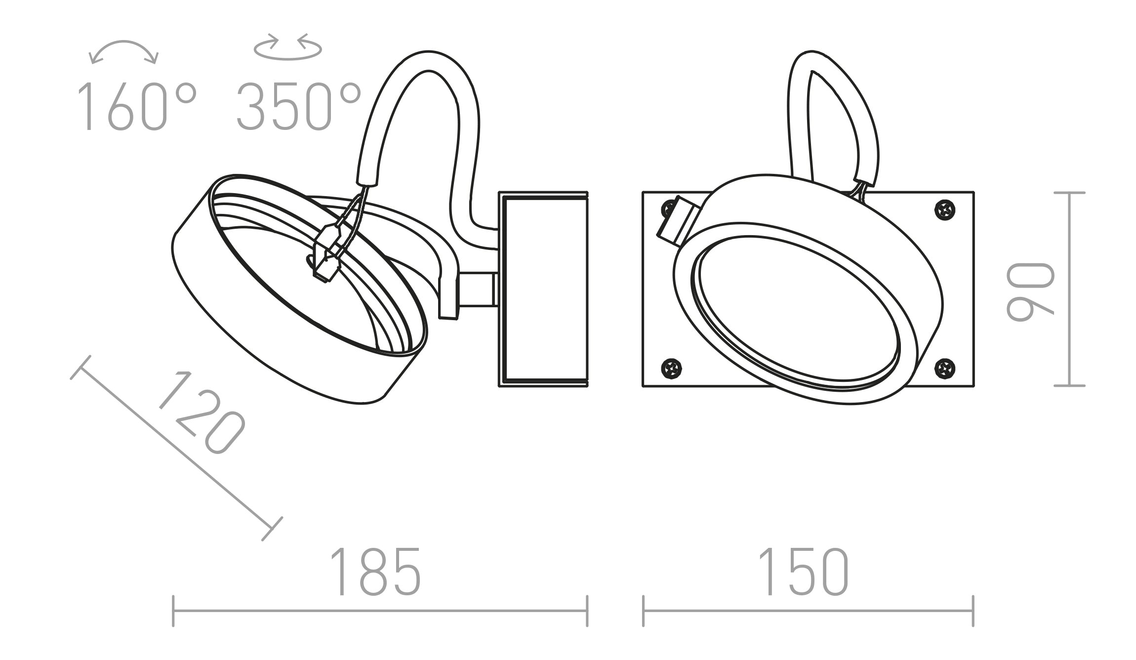 KELLY I seinä lamppu - Product sketch