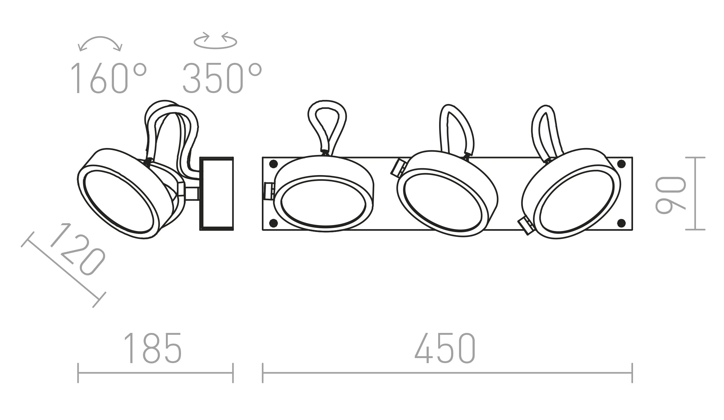 KELLY III seinä lamppu - Product sketch