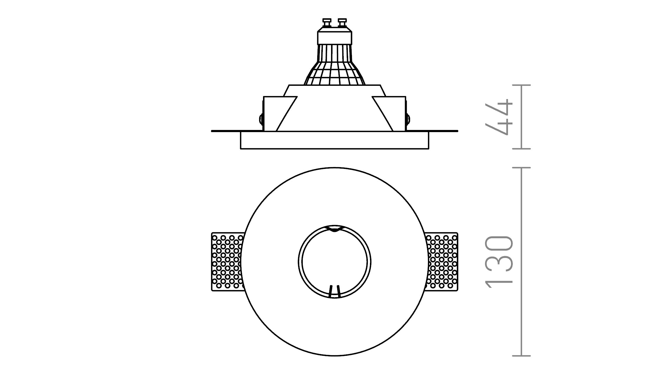 DAG R 83 infälld lampa - Product sketch