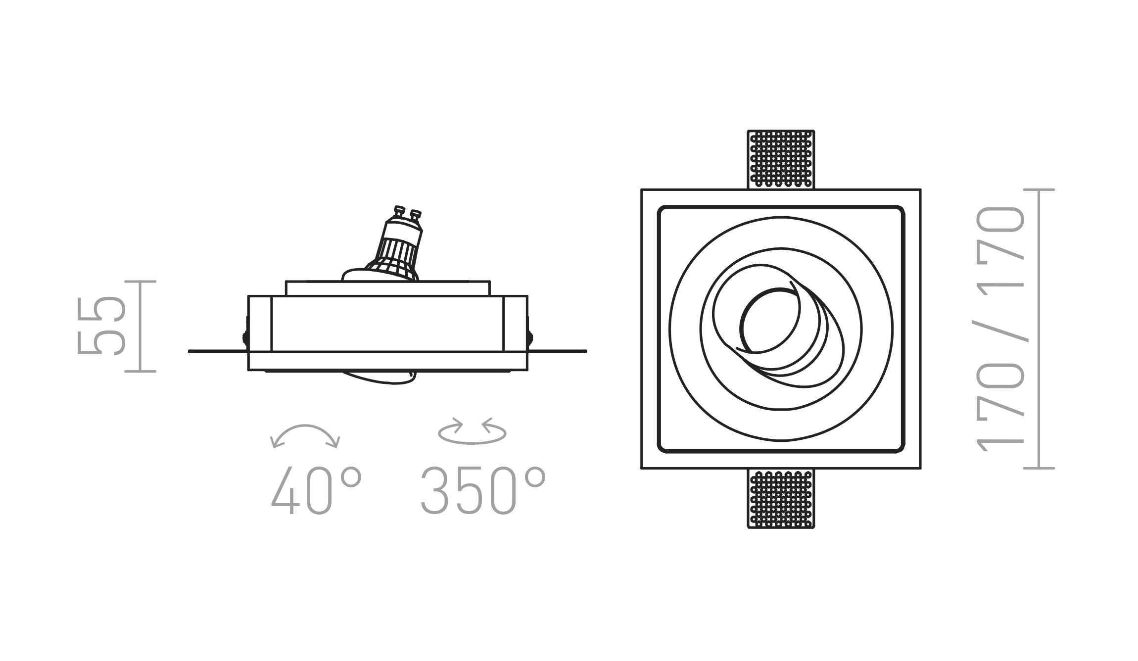 DINGO TUB infälld lampa - Product sketch