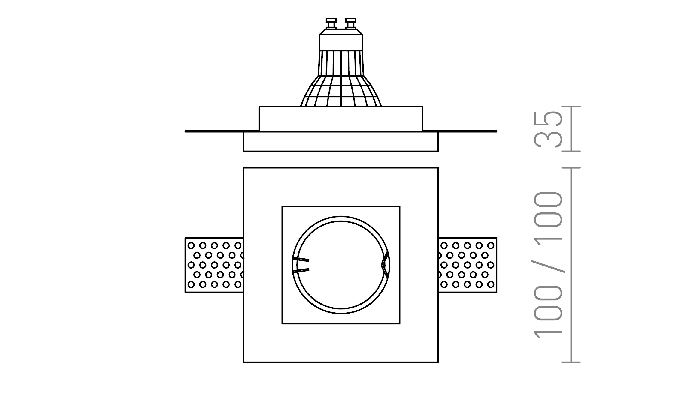 DANDY SQ încastrat lampă - Product sketch