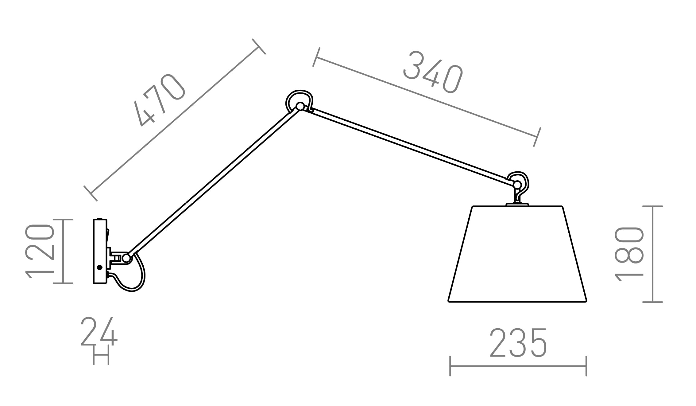 ASHLEY ścienna lampa - Product sketch