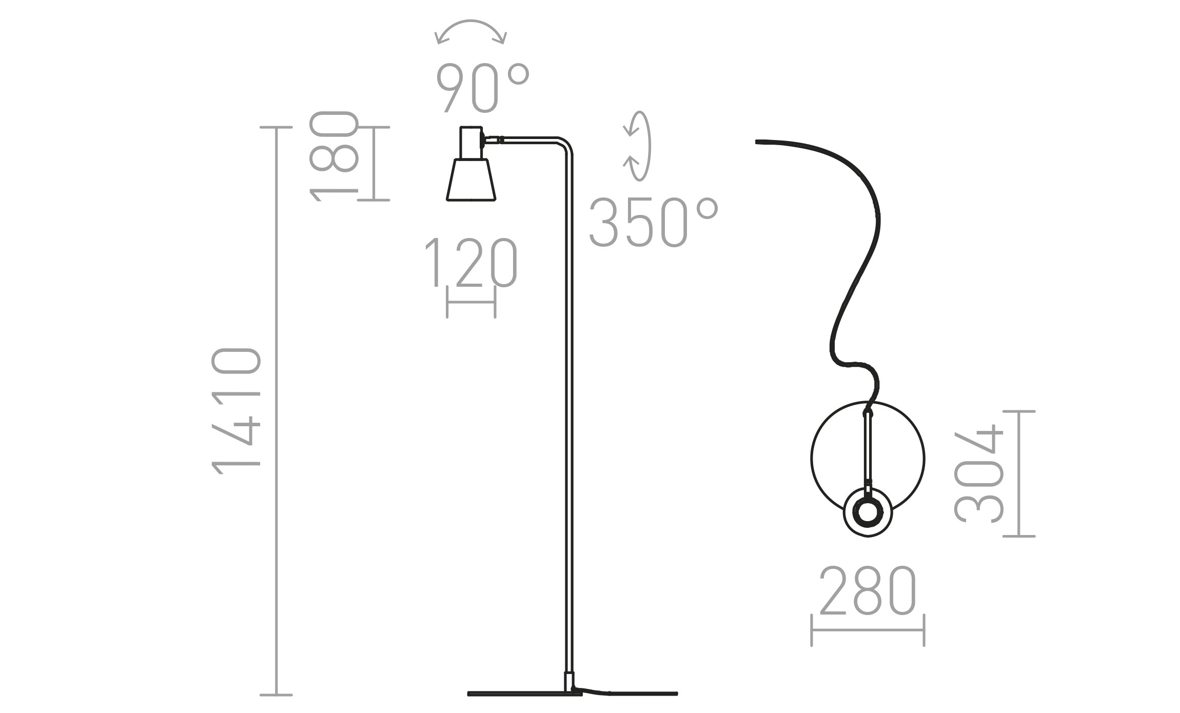 ICAR φωτιστικό δαπέδου λαμπτήρας - Product sketch