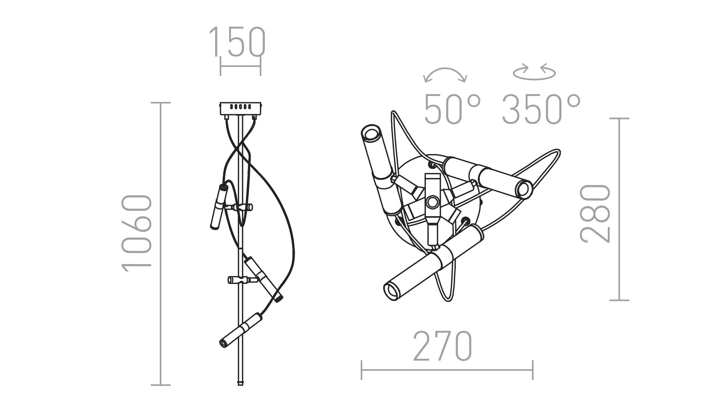 VIPER III ceiling lamp - Product sketch