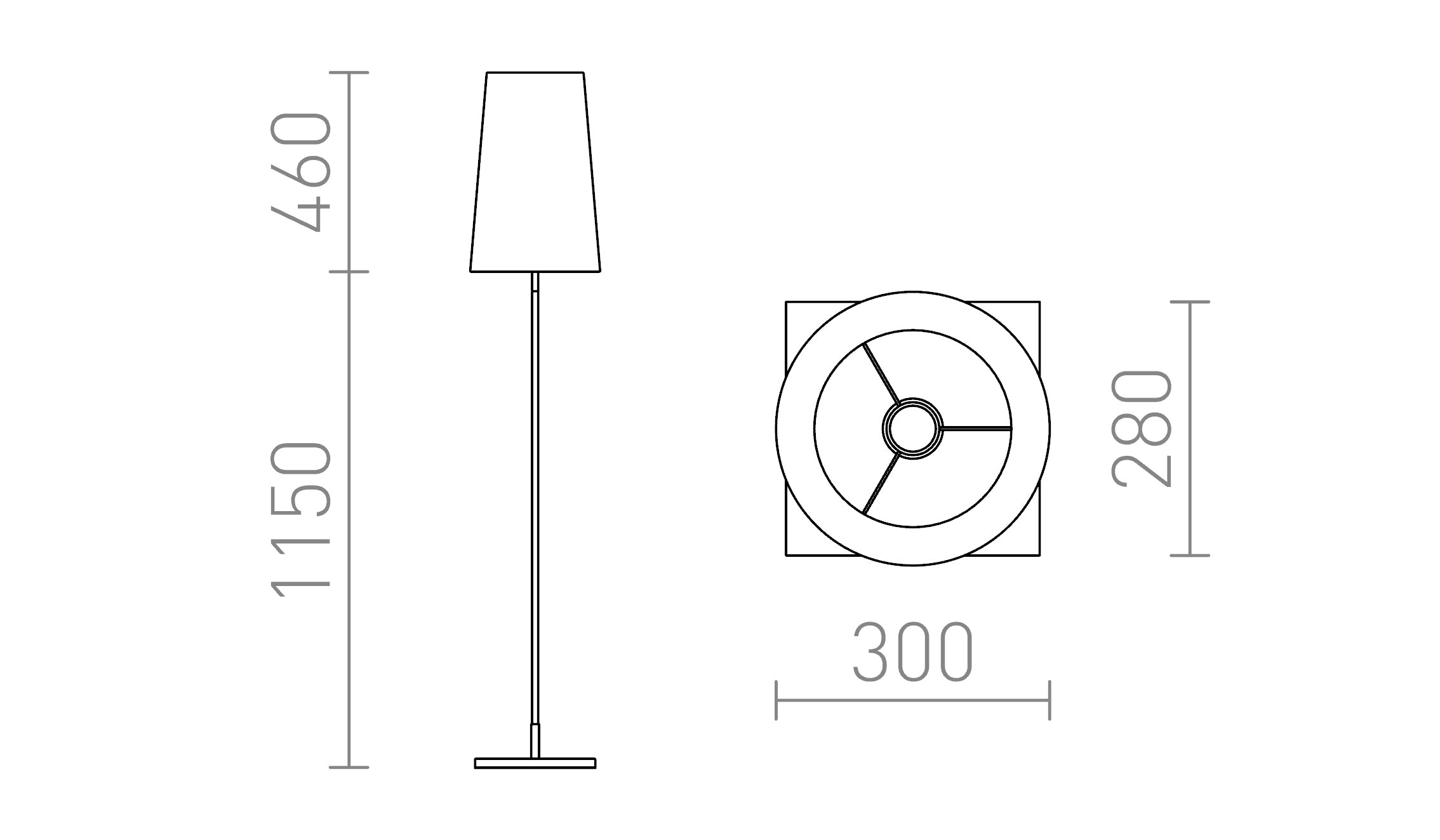 LULU lampadaire lampe - Product sketch