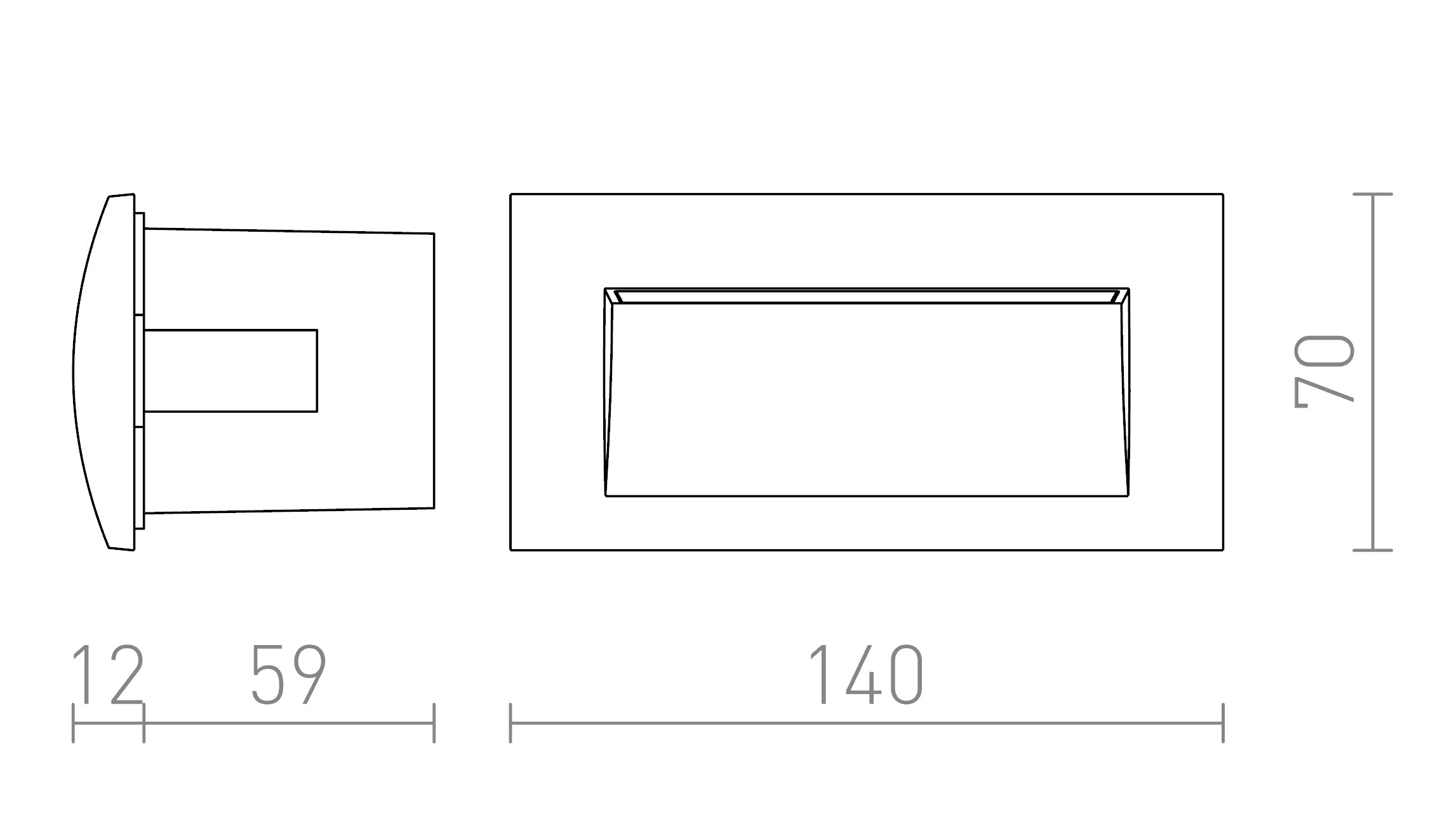 GORDIQ L upotettu lamppu - Product sketch