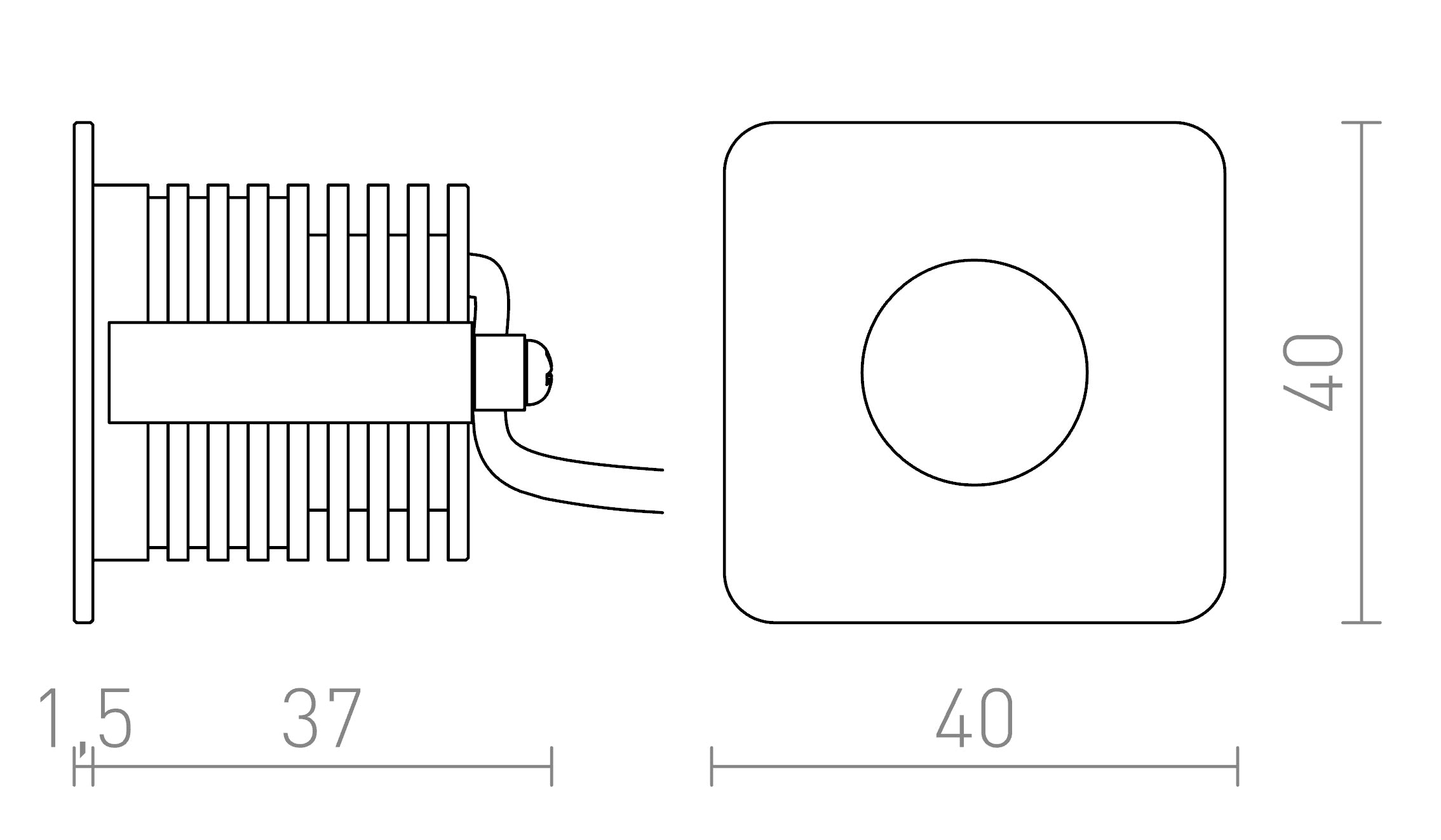 RIO SQ încastrat lampă - Product sketch
