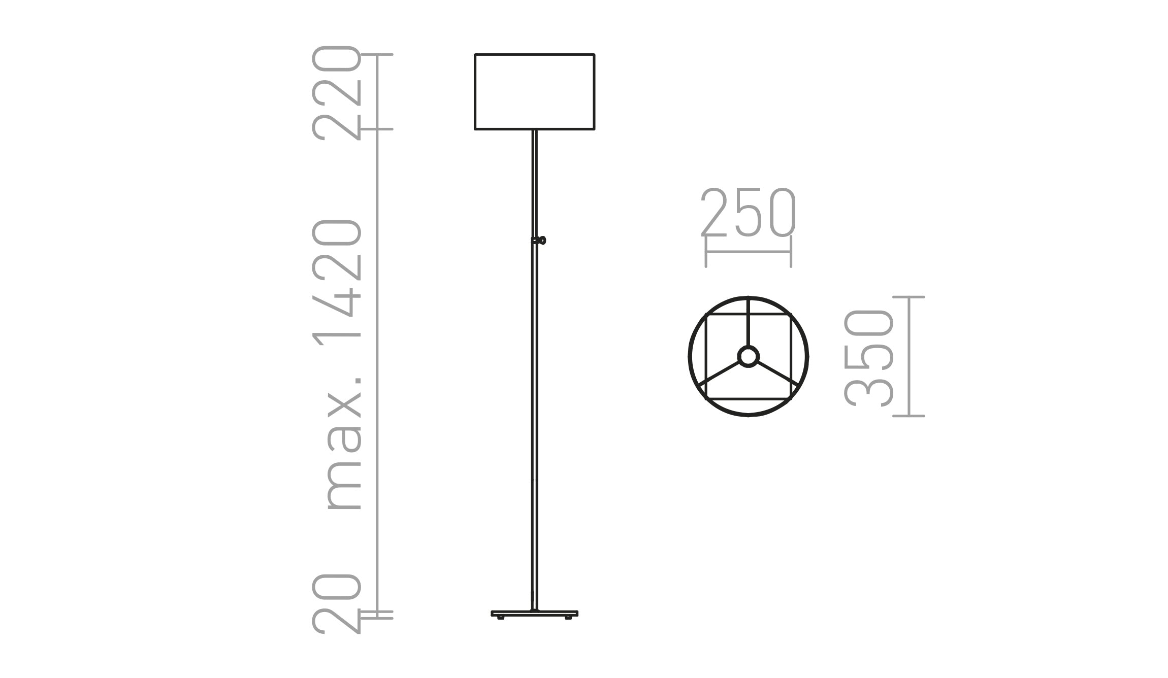 EDIKA φωτιστικό δαπέδου λαμπτήρας - Product sketch