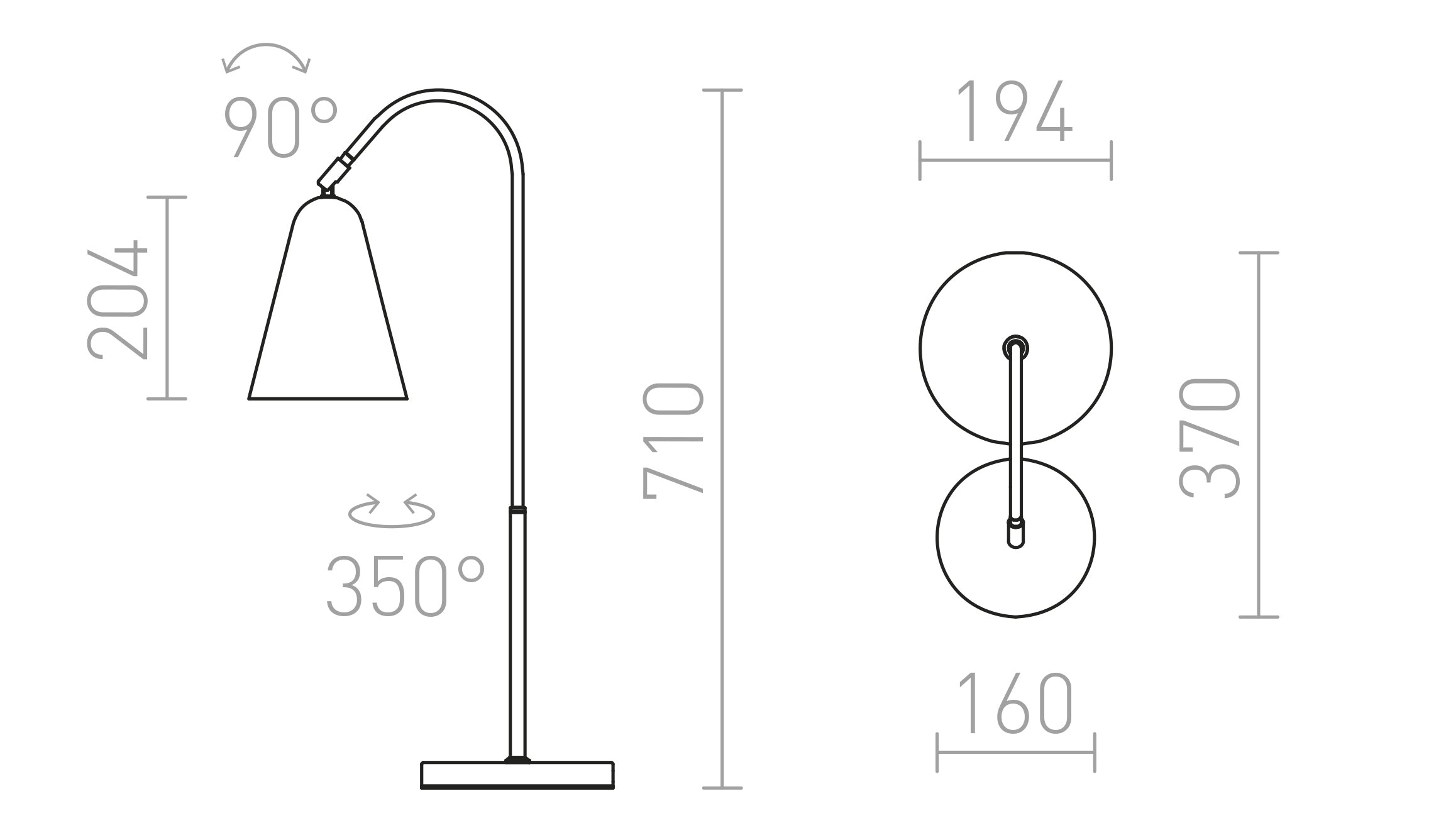 GARBO namizna svetilka lampa - Product sketch