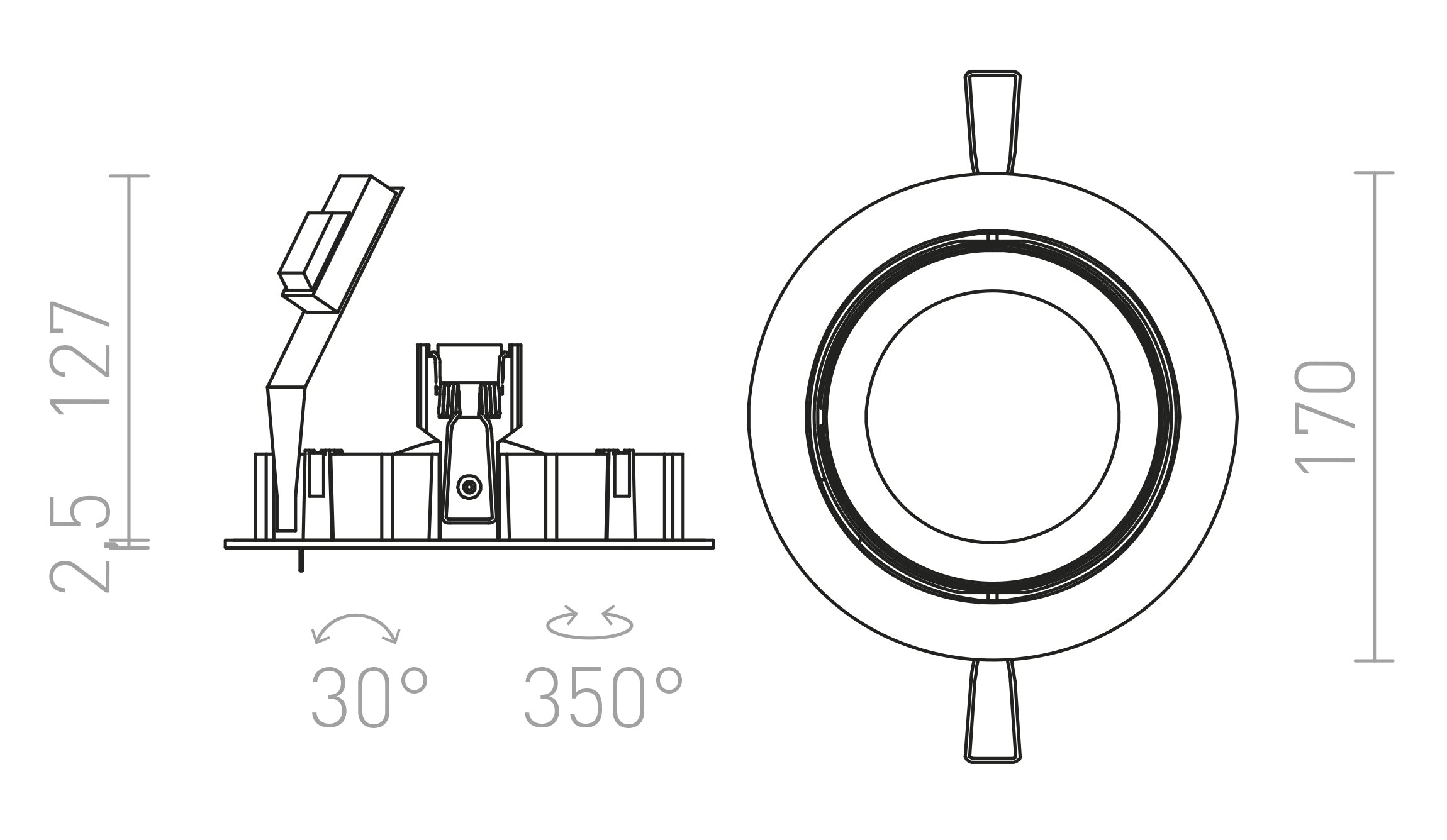 ZIZI I vgradna lampa - Product sketch