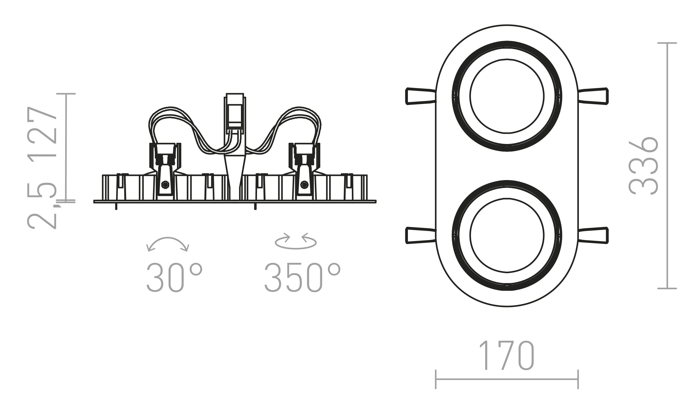 ZIZI II χωνευτό λαμπτήρας - Product sketch
