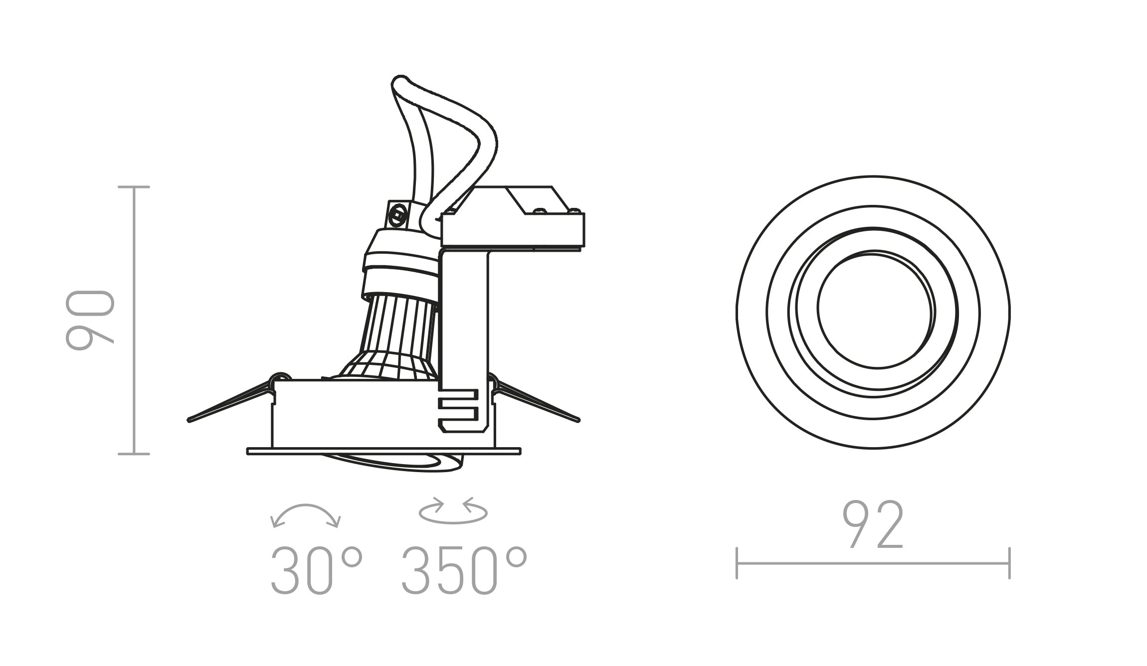 PASADENA GU10 R inbouwlamp lamp - Product sketch