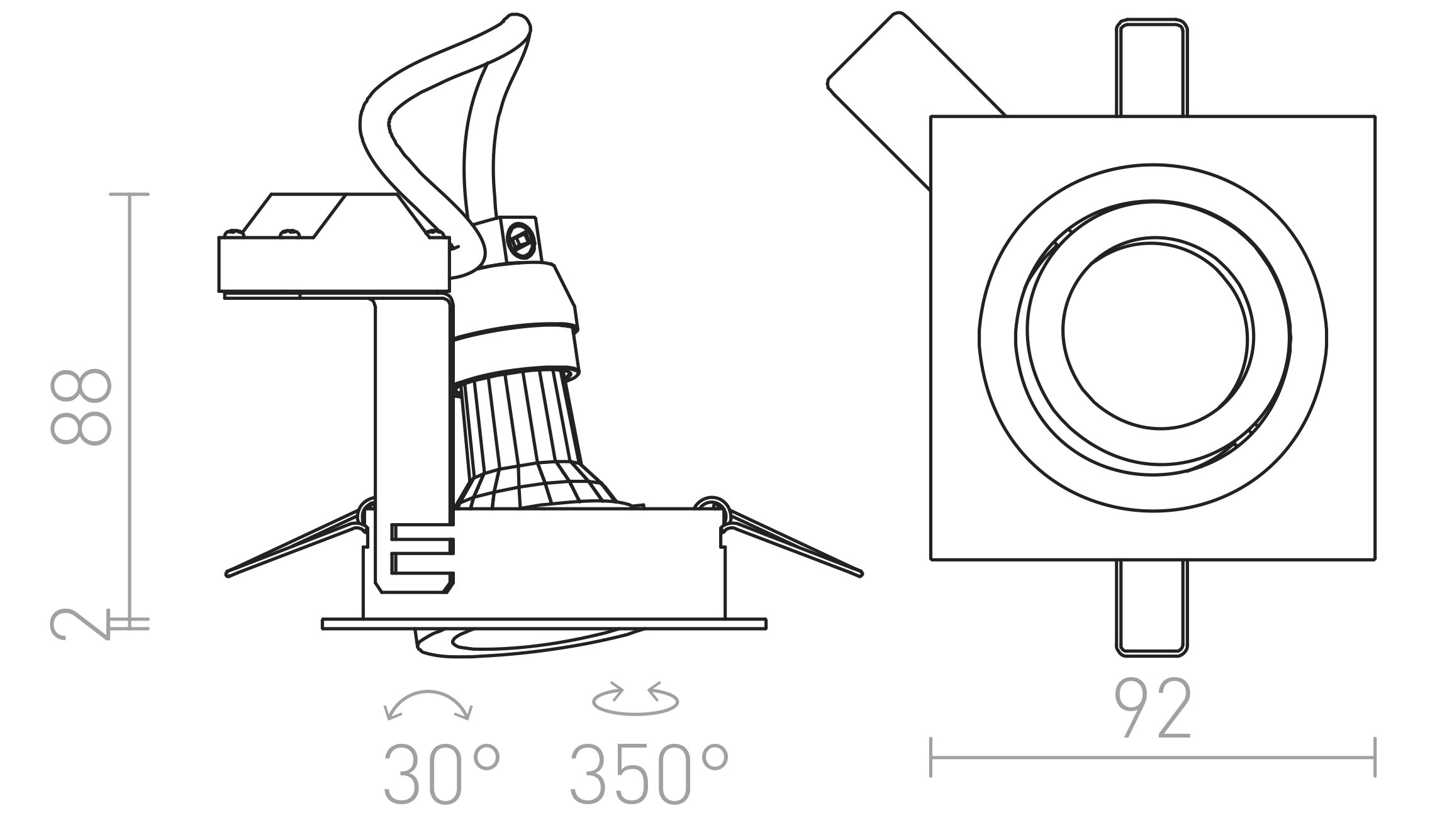 PASADENA GU10 SQ I embutida lâmpada - Product sketch