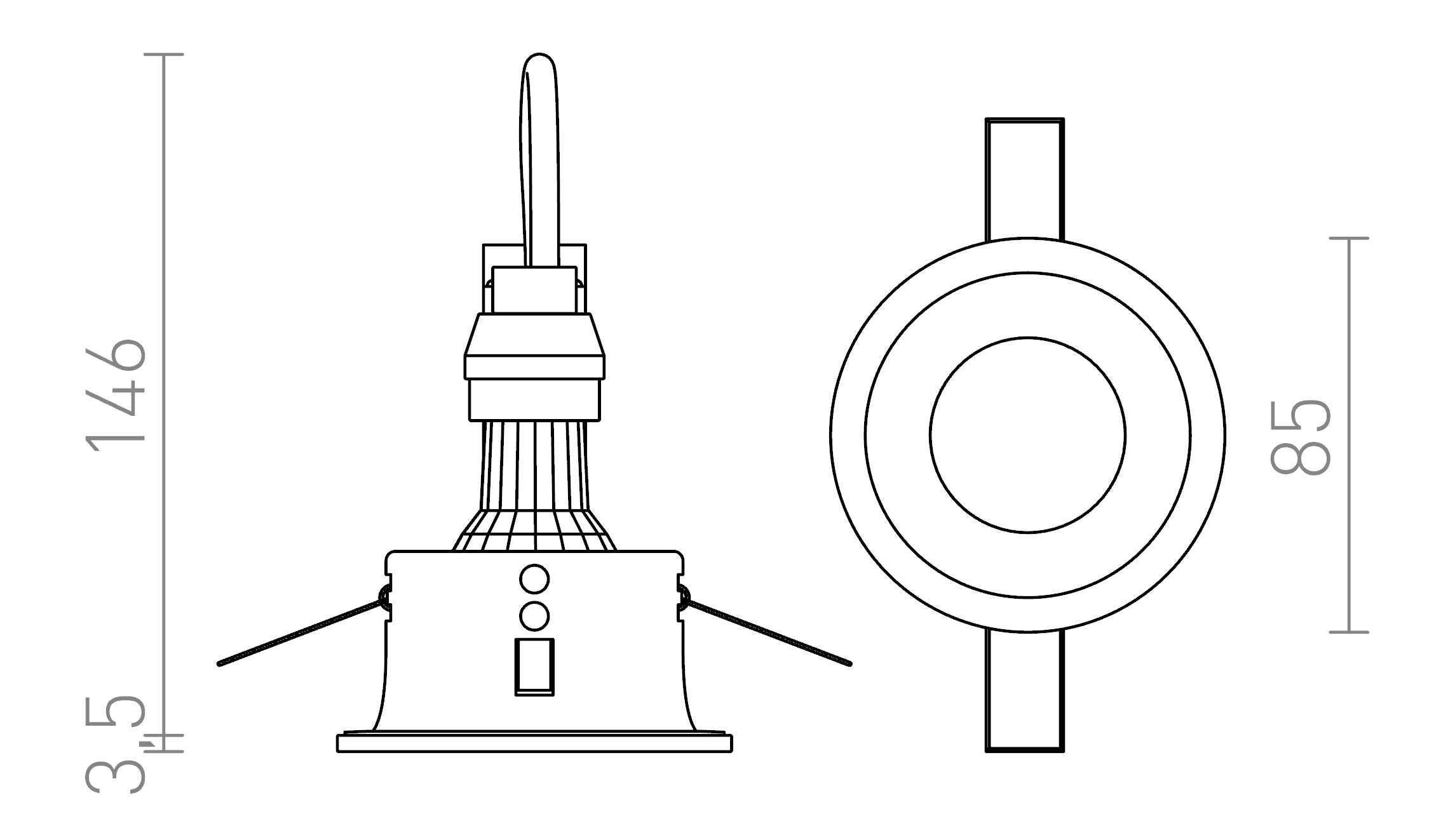 BERMUDA zápustná lampa - Product sketch