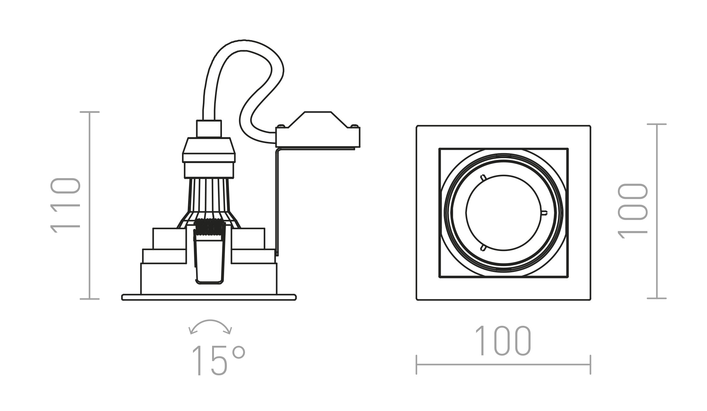 ACASA vgradna lampa - Product sketch