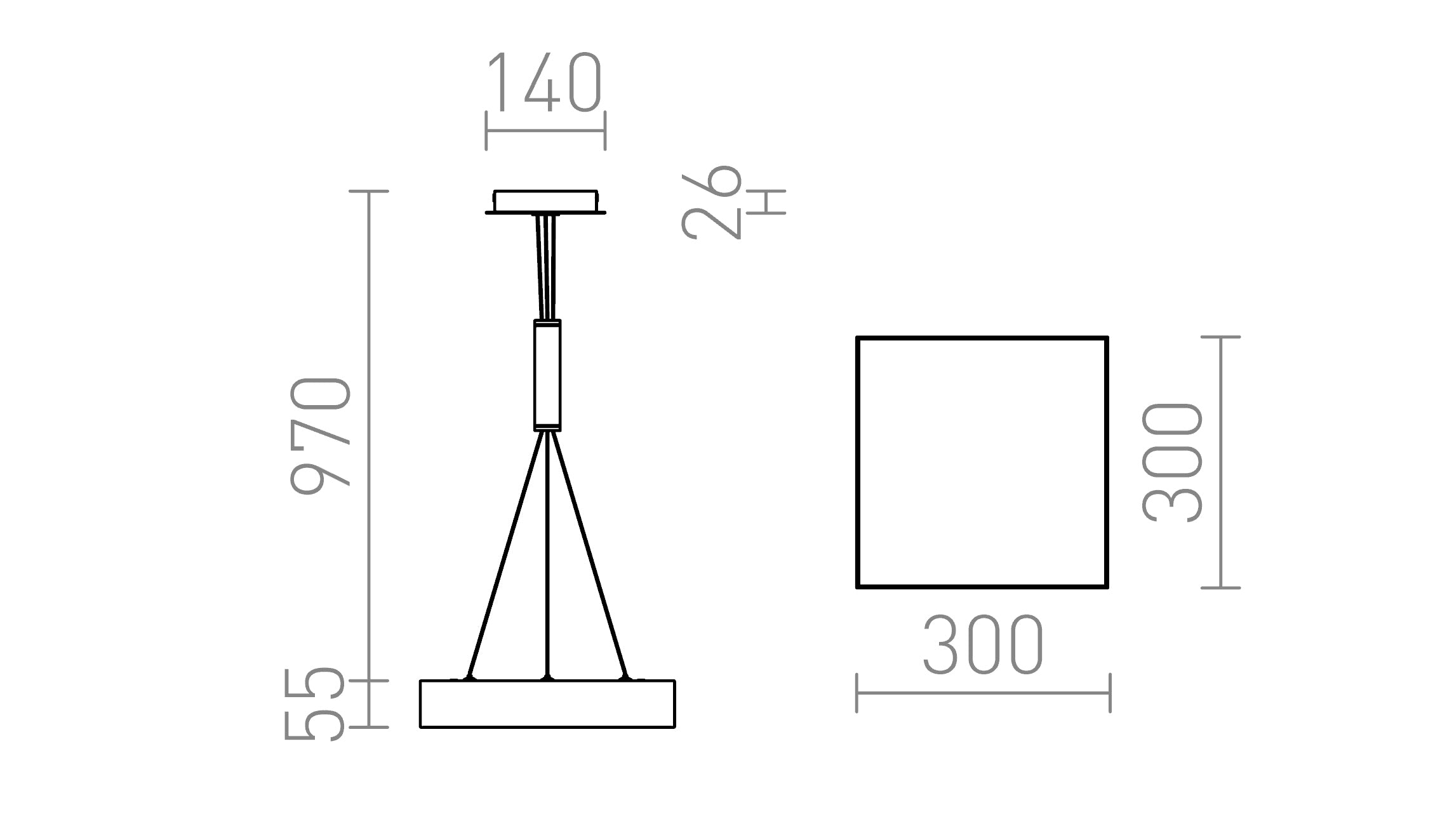 LARISA SQ 30 a sospensione lampada - Product sketch