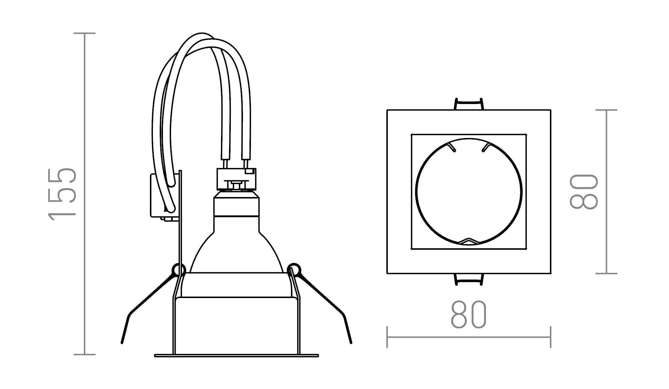 MERIKO GU10 čvrsta lampa - Product sketch