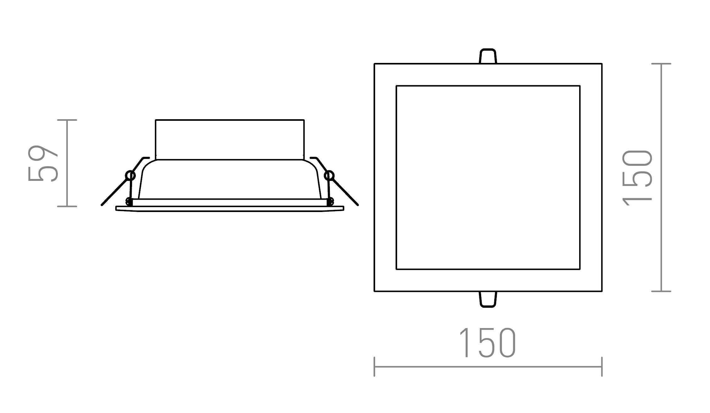 SEEYOU 15 square recessed lamp - Product sketch