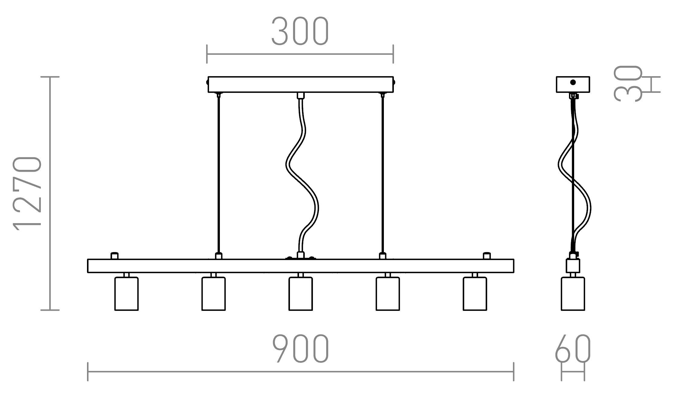 RALLONG V závesná základňa lampa - Product sketch