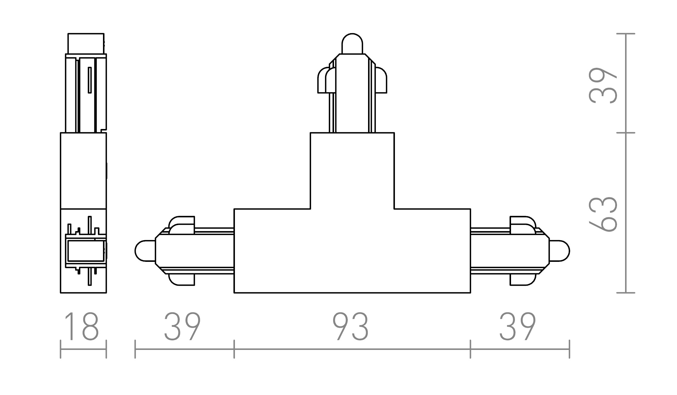 1F T conector dreapta - Product sketch