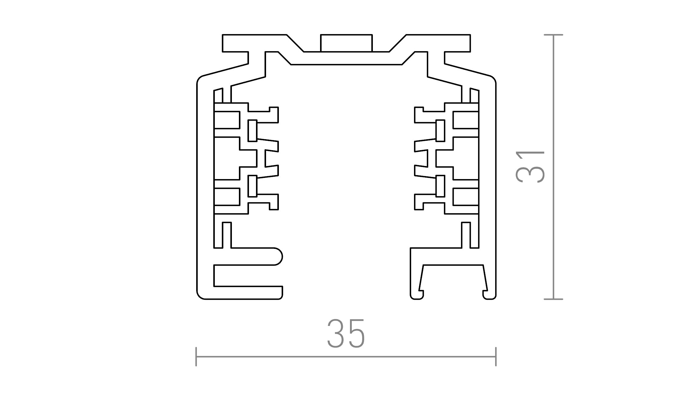 EUTRAC 2m szyna 3-faz lampa - Product sketch
