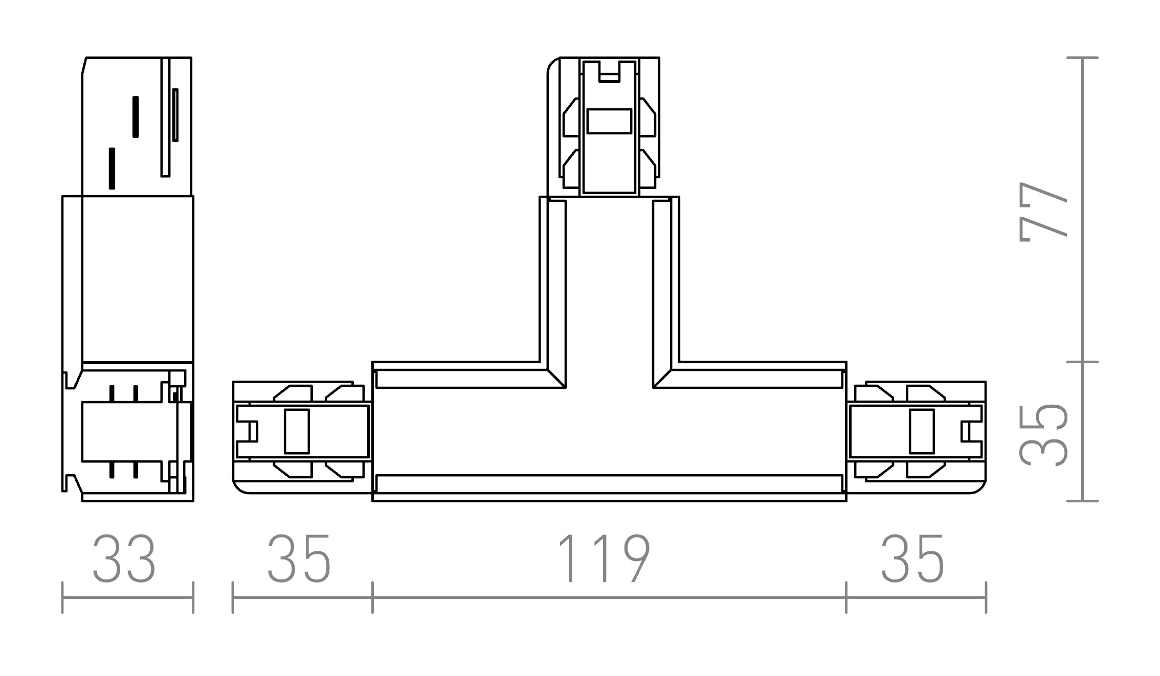 EUTRAC T łącznik prawy lampa - Product sketch