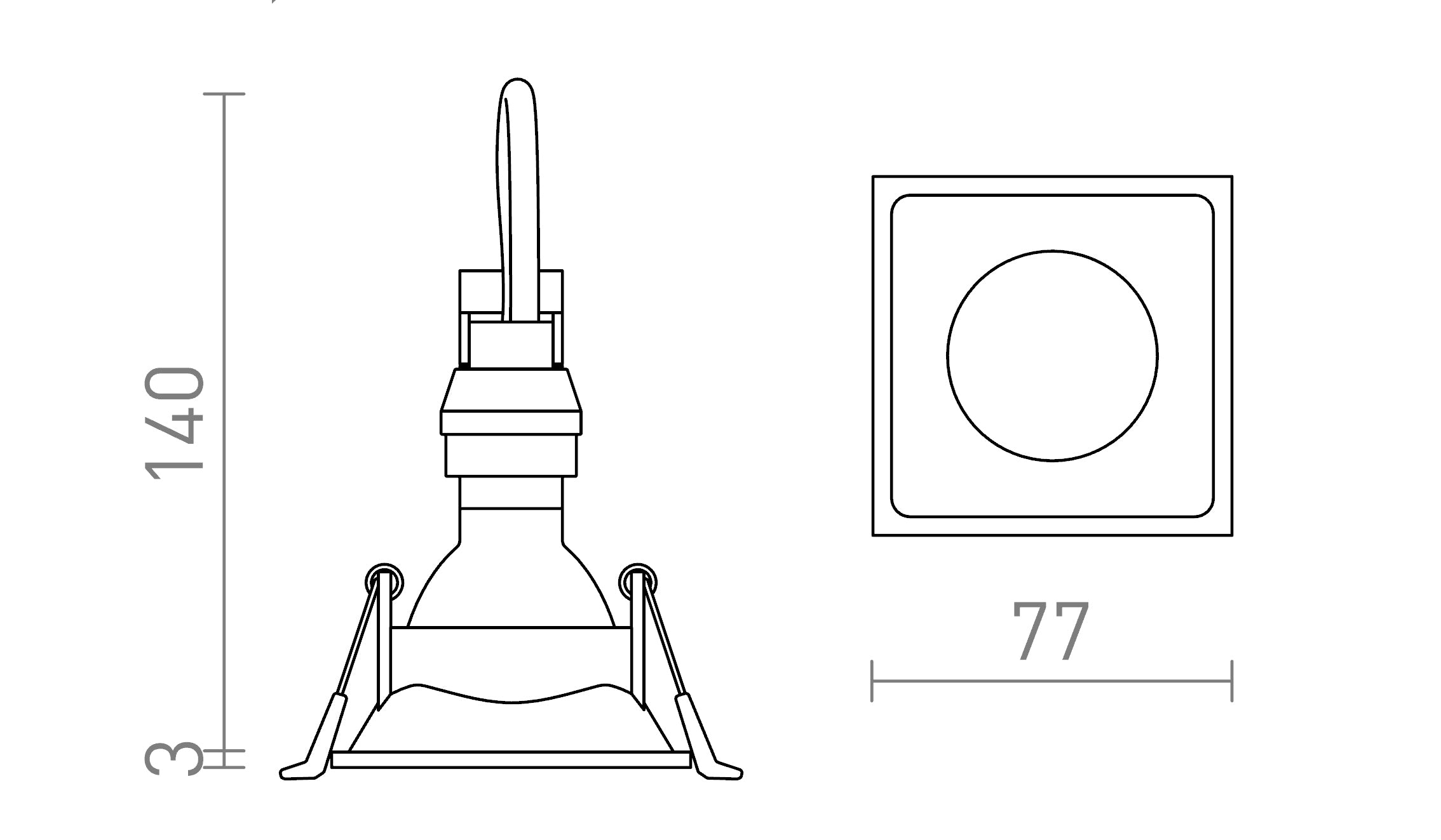 ZURI SQ embutida lâmpada - Product sketch