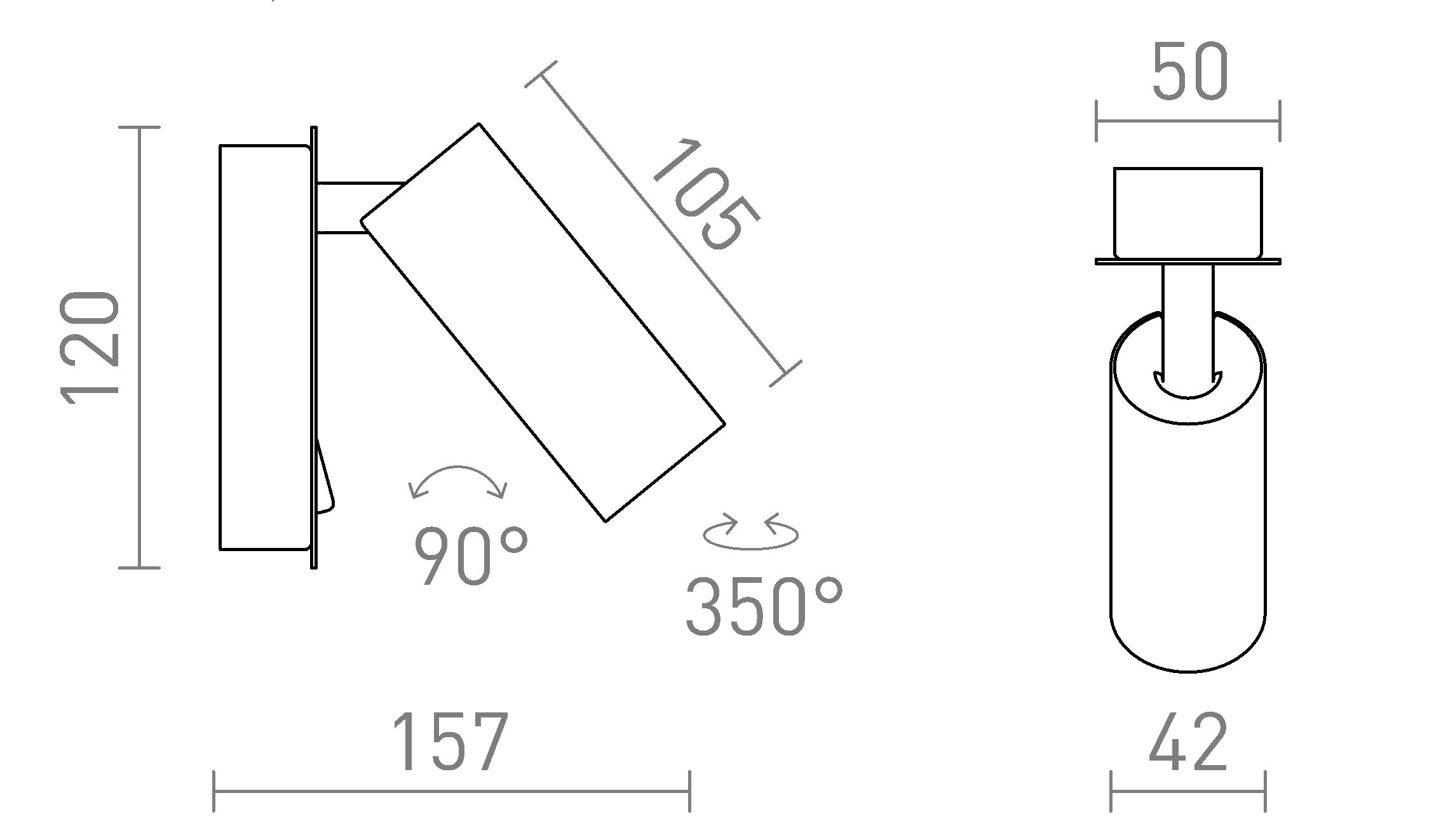 TAPIO I SQ Επιτοίχιος λαμπτήρας - Product sketch